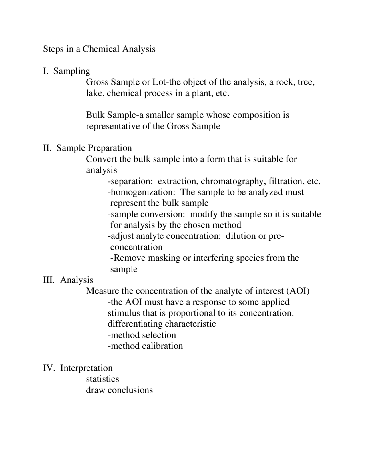 Steps in a Chemical Analysis - Lecture Notes | CHEM 4200 - Docsity