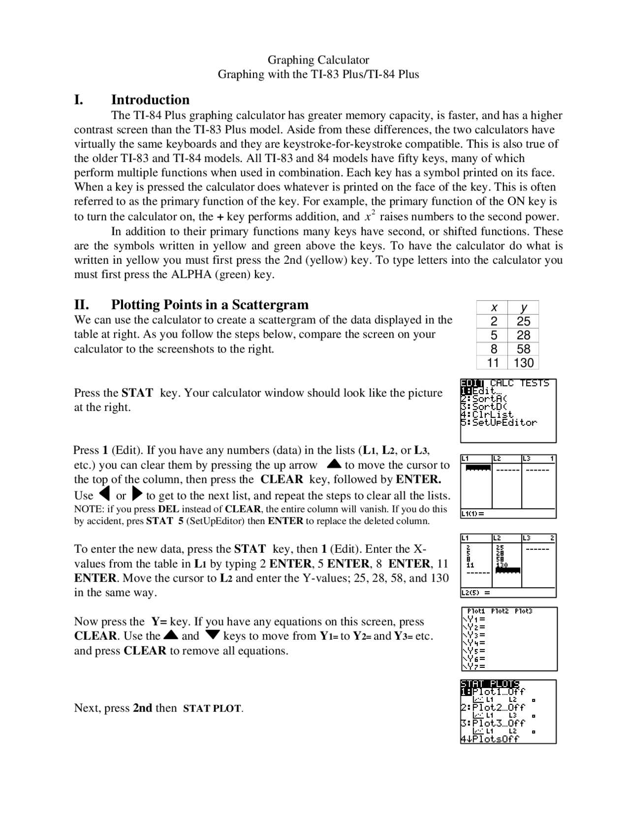 TI-83/84 Plus Calculator: Plotting, Graphing, and Regression | Study ...