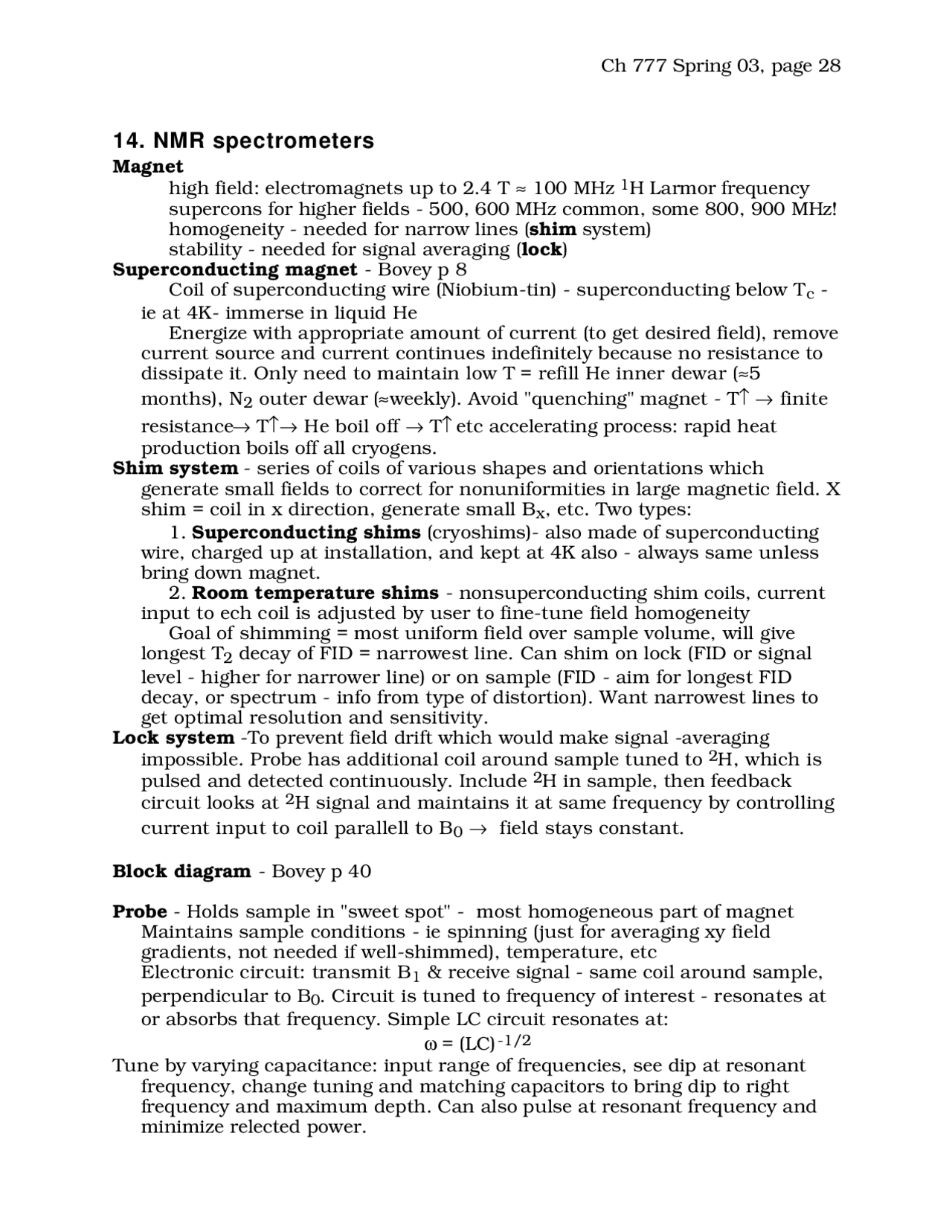 NMR Spectrometers - Lecture Notes - Chemical Spectroscopy | CHEM 777 ...