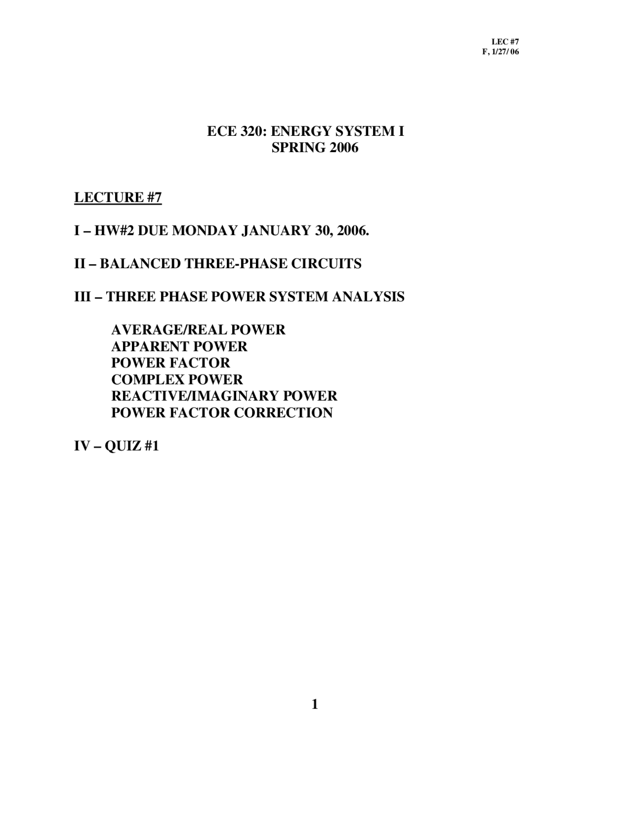 Three Phase Power System Analysis - Energy Systems I | ECE 320 | Study ...