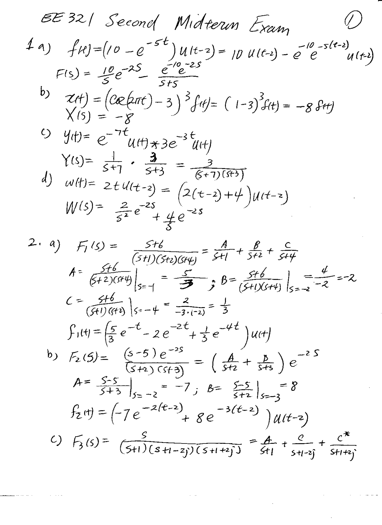 7 Questions on Linear Systems I with Solution - Midterm Exam 2 | EE 321 ...