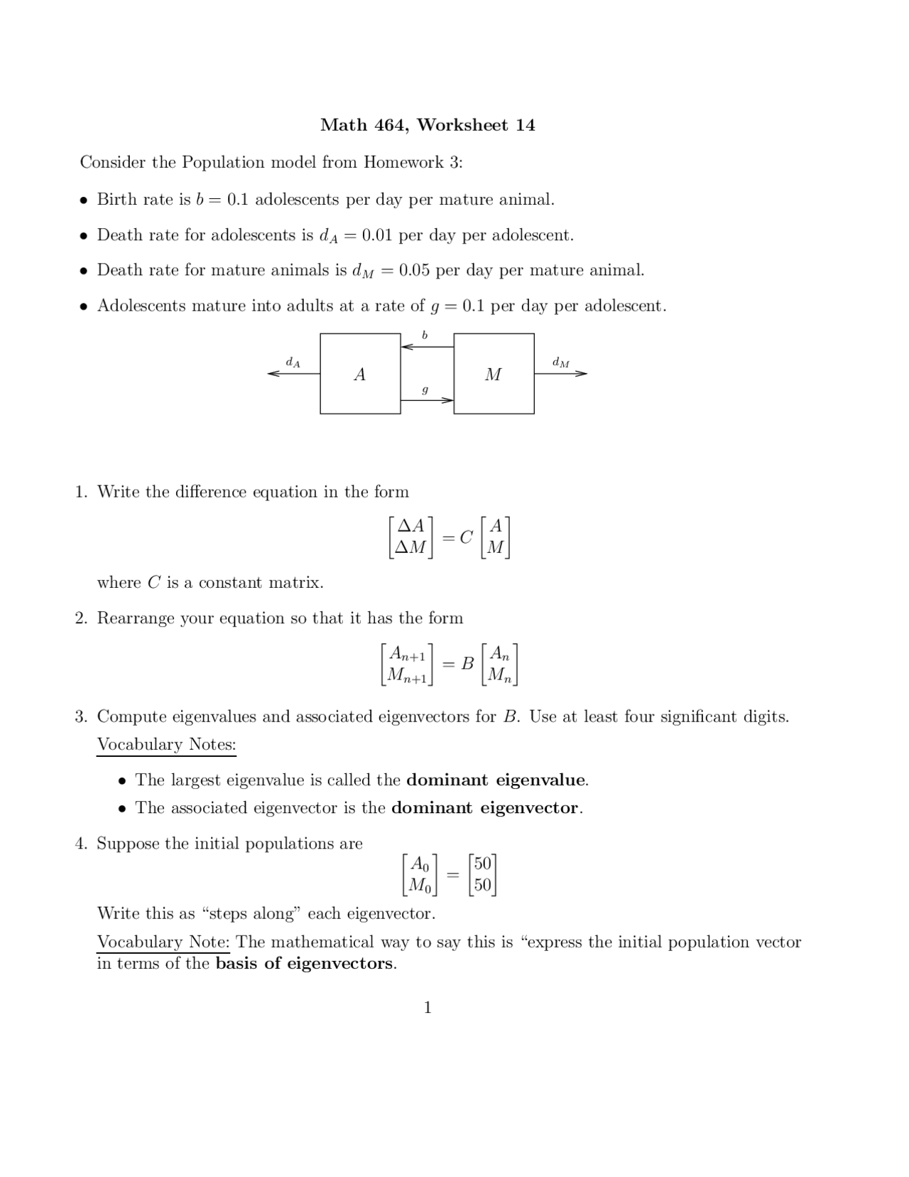 15 Practice Problems on Mathematical Modeling - Worksheet 14 | MATH 464 ...