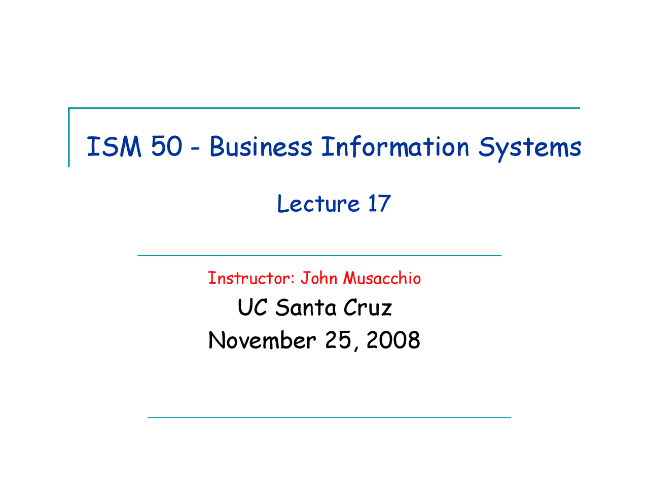MySQL, Networks, Physical Layers - Lecture Slides | ISM 50 | Study ...