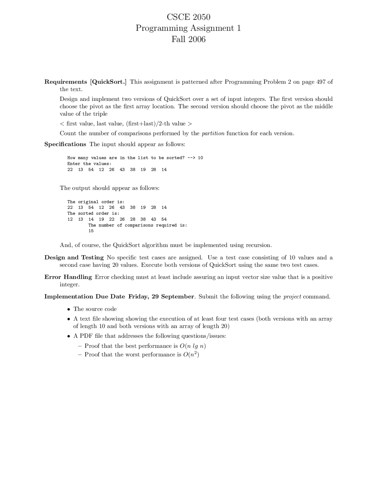 Design and Testing in Programming in Computer science III | CSCE 2050 ...