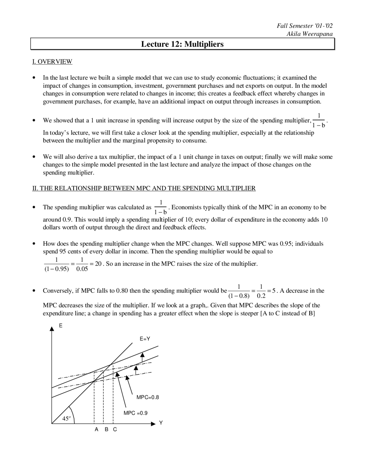 The Relationship Between MPC and Spending Multipliers | ECON 102 - Docsity