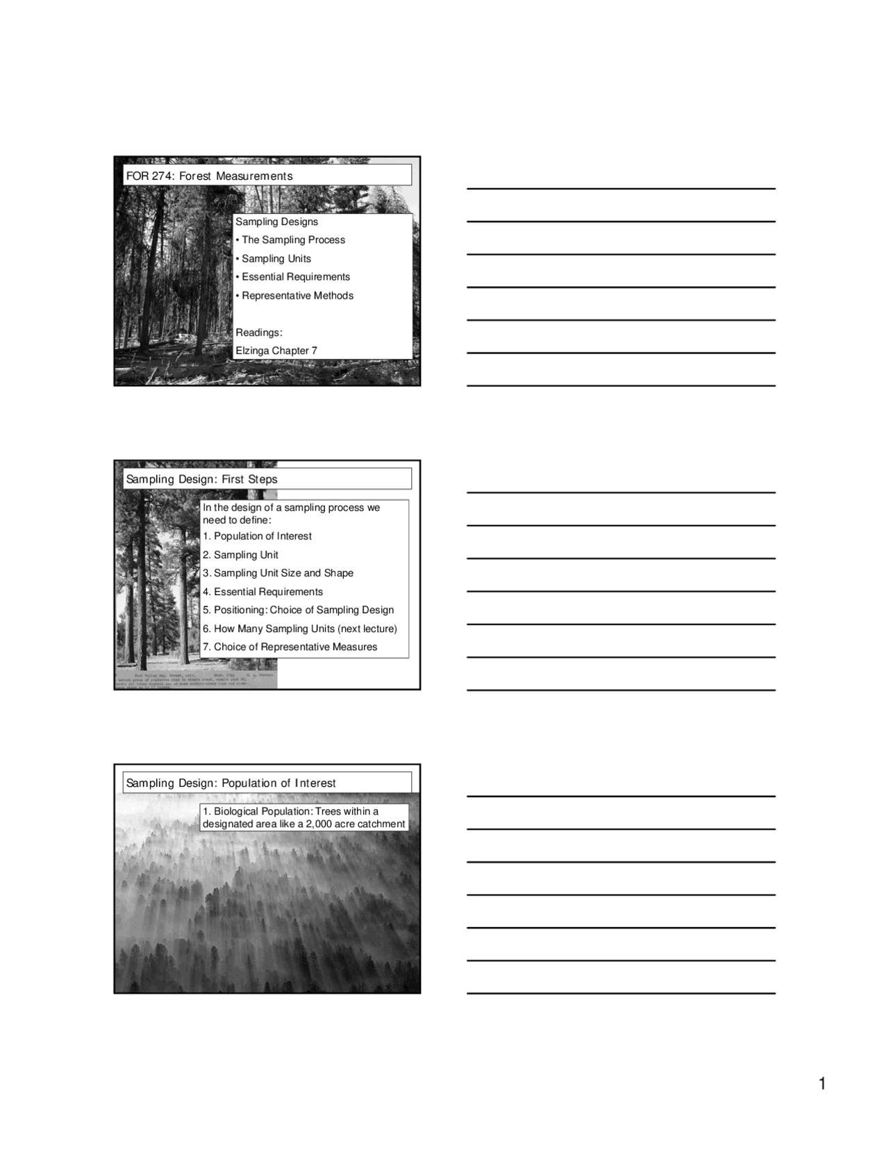 Sampling Designs in Forest Inventory - Lecture Slides | FOR 474 - Docsity