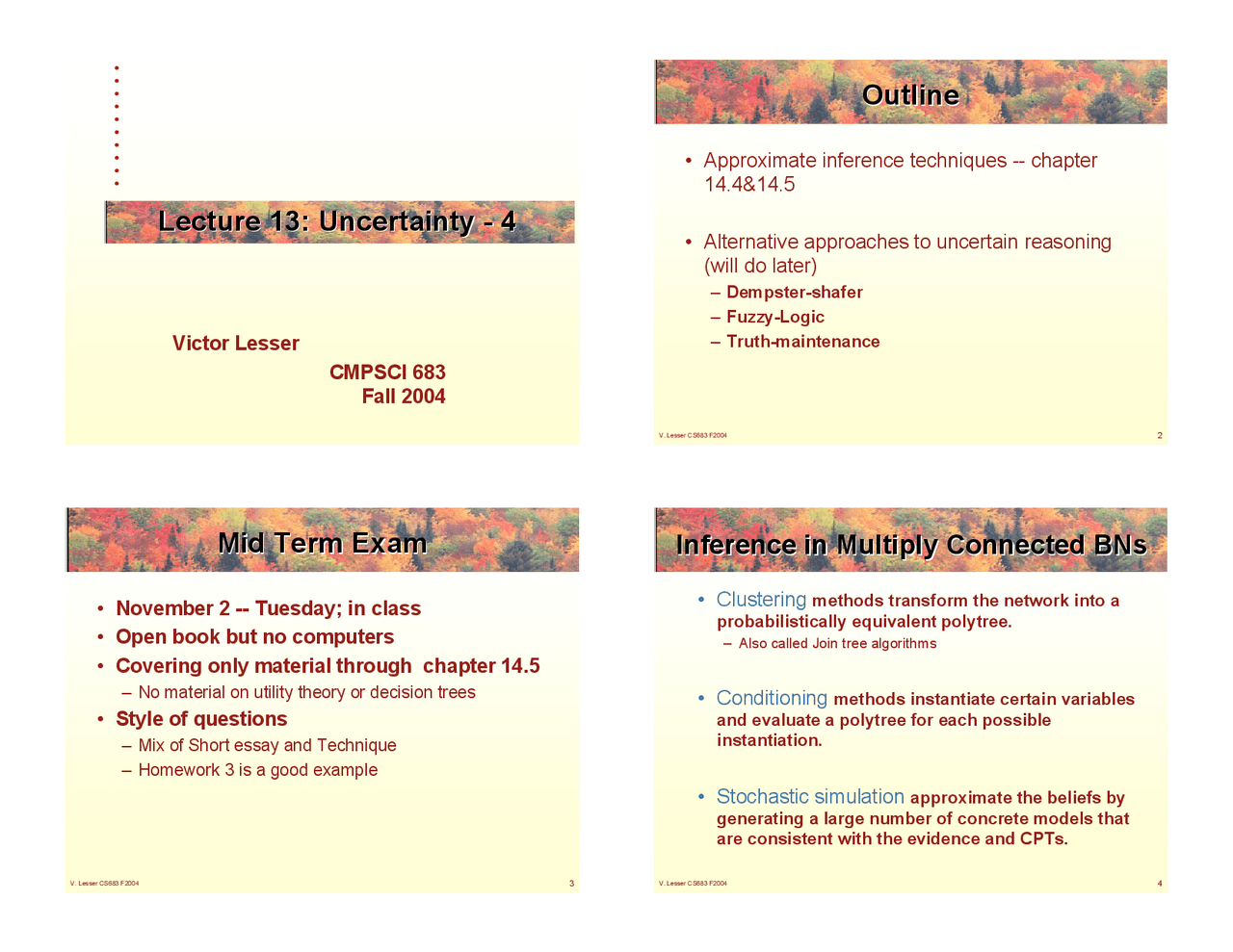 Uncertainty Artificial Intelligence Lecture Slides CMPSCI 683