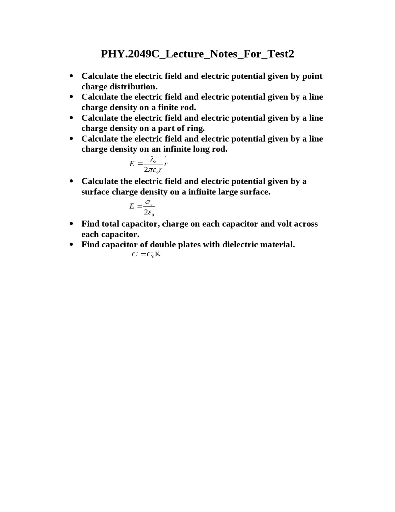 Exam 2 Review Questions - General Physics with Calculus II | PHY 2049C ...