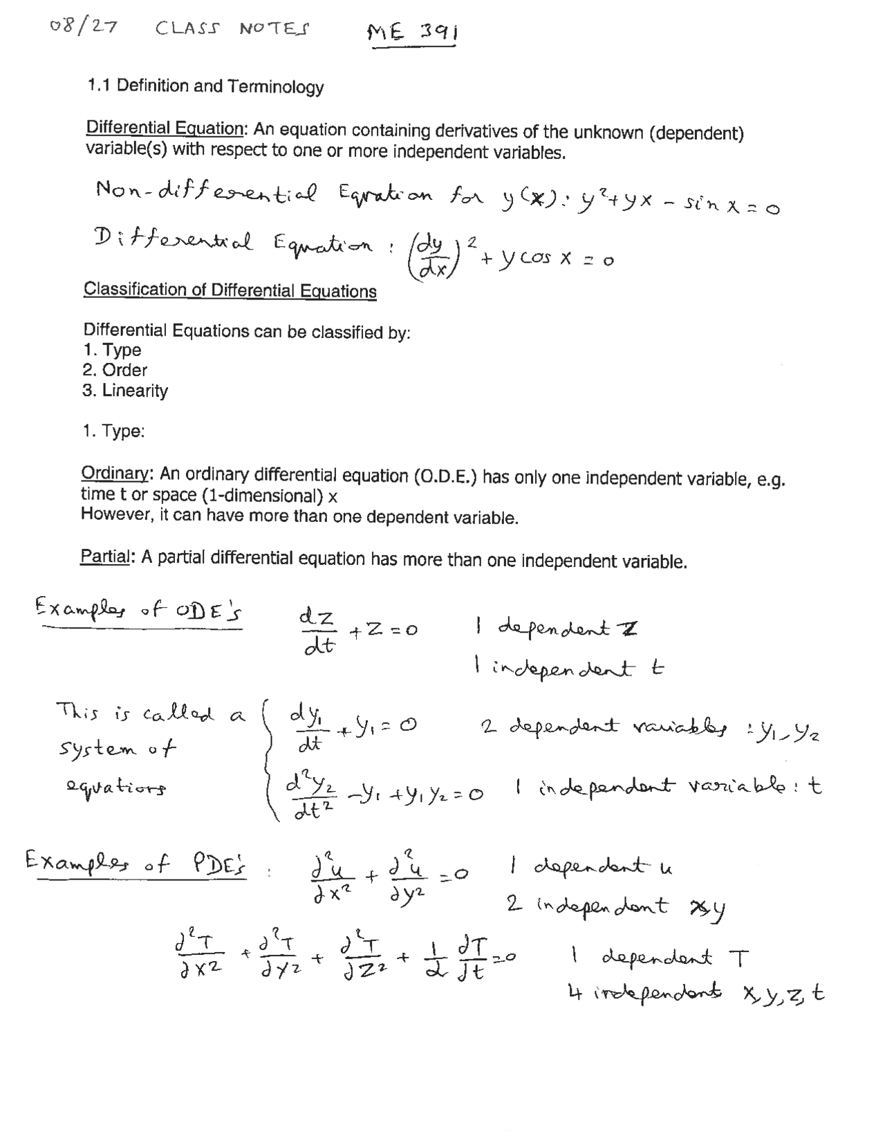 Examples of Linear Equations - Mechanical Engineering Analysis | ME 391 ...
