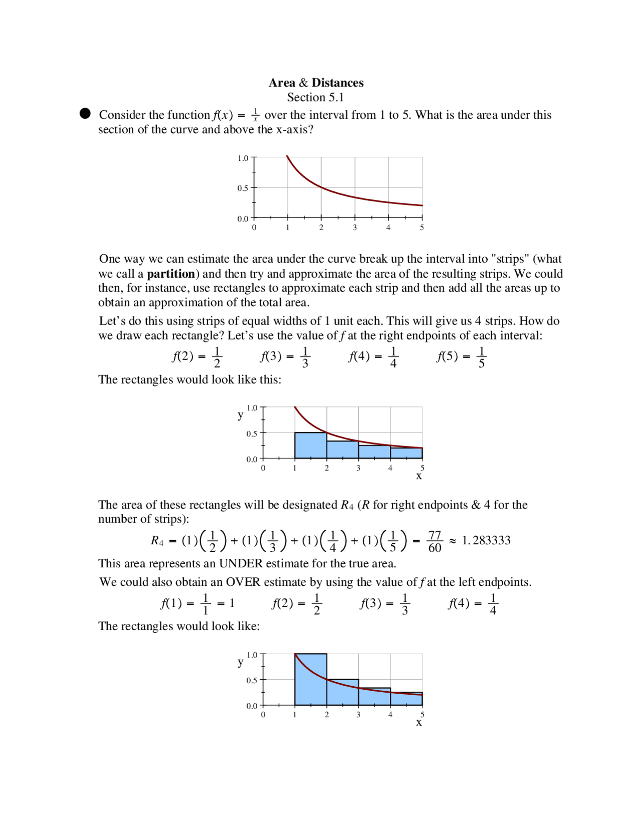 Lecture Notes on Area and Distance - Calculus II | MATH 1920 - Docsity