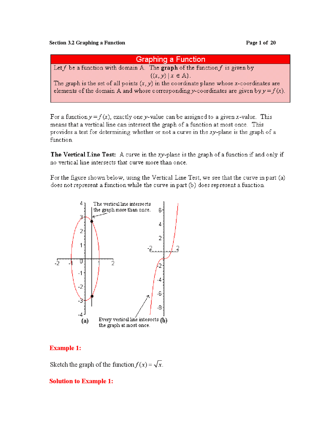 Graphing a Function - Lecture Notes | MATH 1310 - Docsity