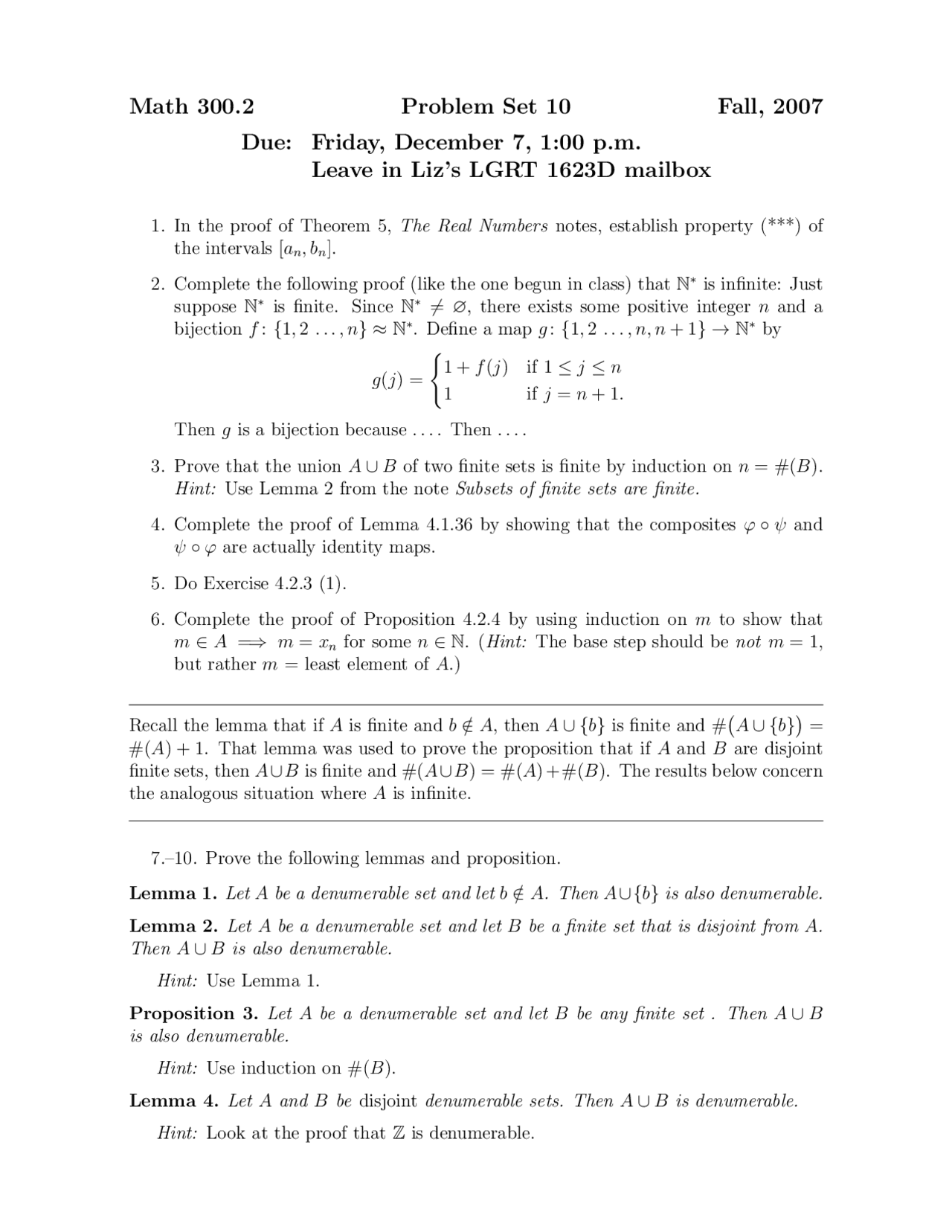 Problems on Fundamentals Concepts of Mathematics - Problem Set 10 ...
