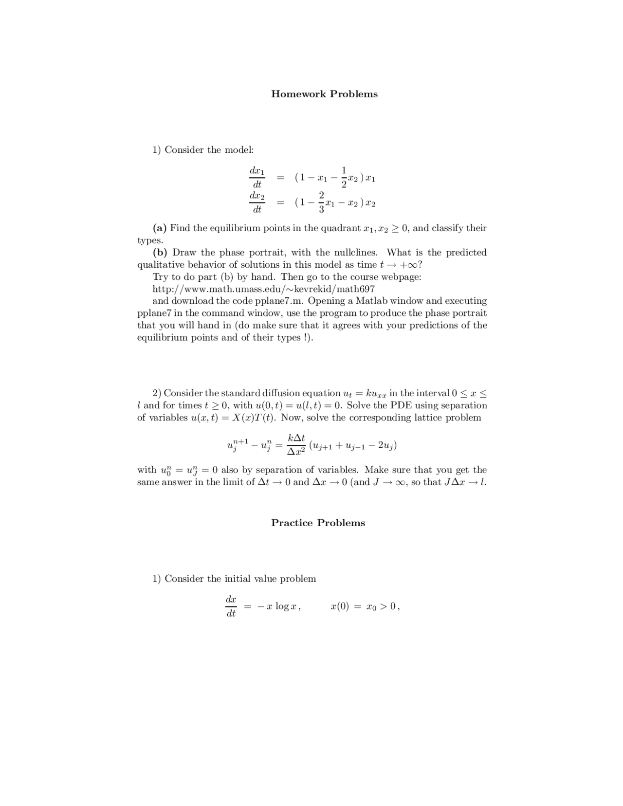 Practice Problems Homework - Applied Mathematics/Mathematics Modeling ...