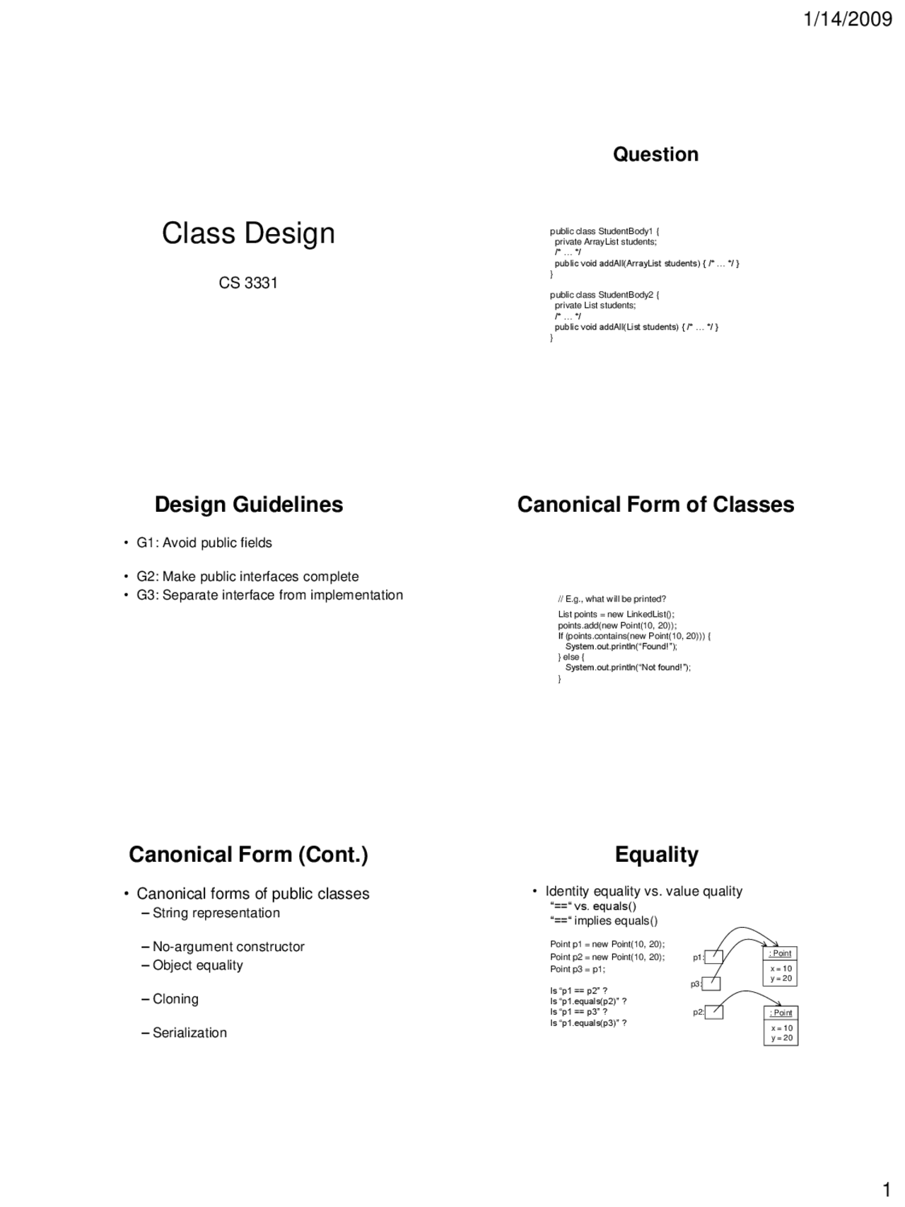 Class Design Programming Class Design - Advanced Object-Oriented Programming | CS 3331 - Docsity