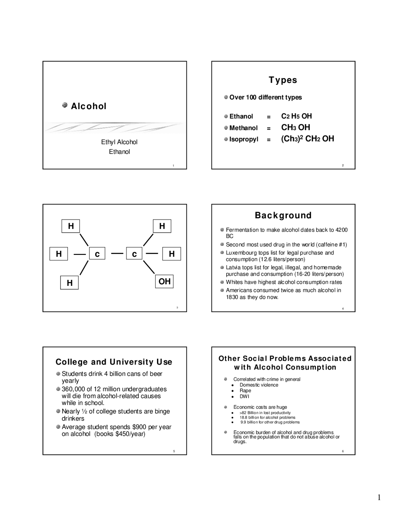 Notes on Ethyl Alcohol, Ethanol Slides PSYC 472 Docsity