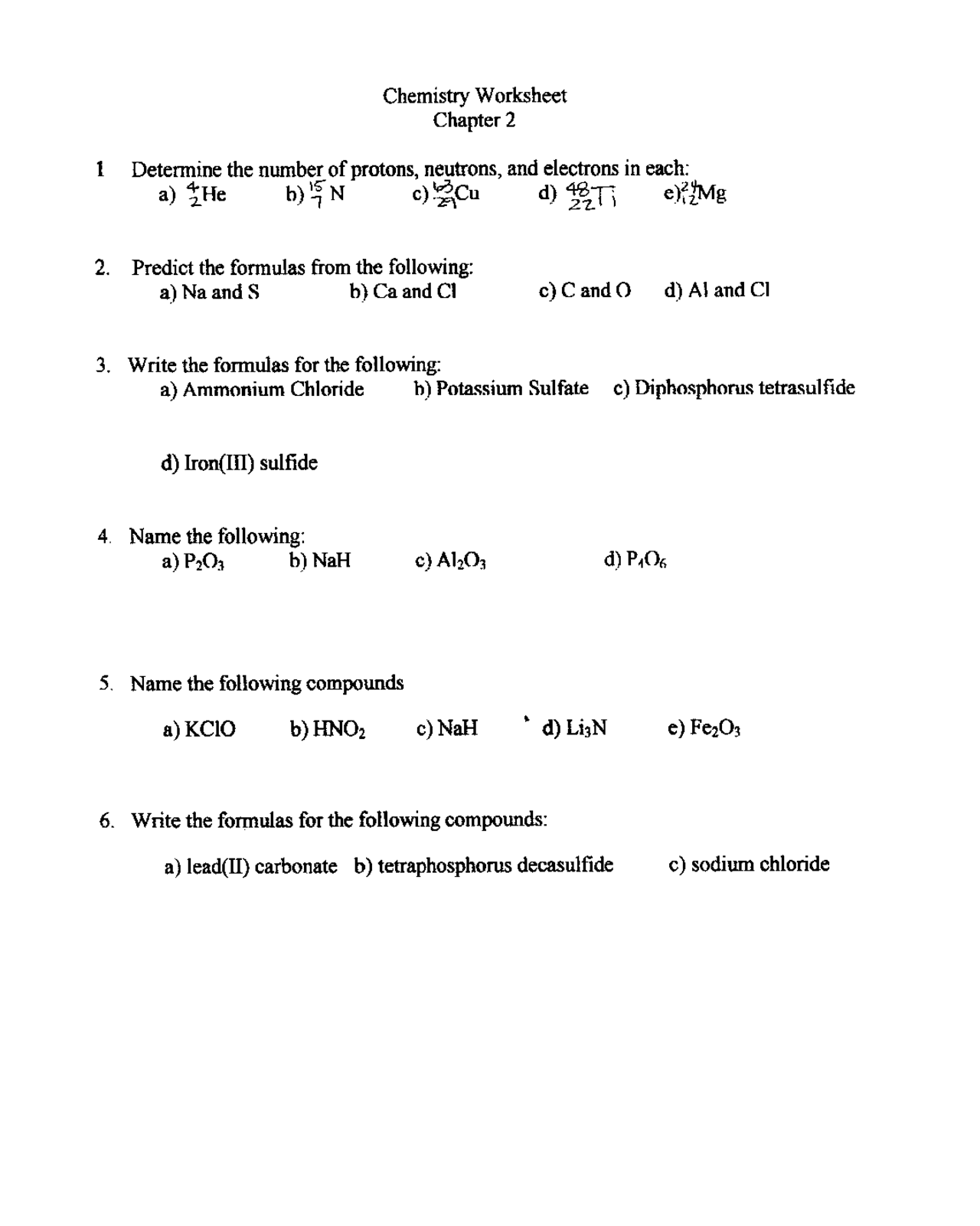 Chemistry Worksheet - Introduction to Chemistry I  CHE 24 - Docsity With Regard To Introduction To Chemistry Worksheet