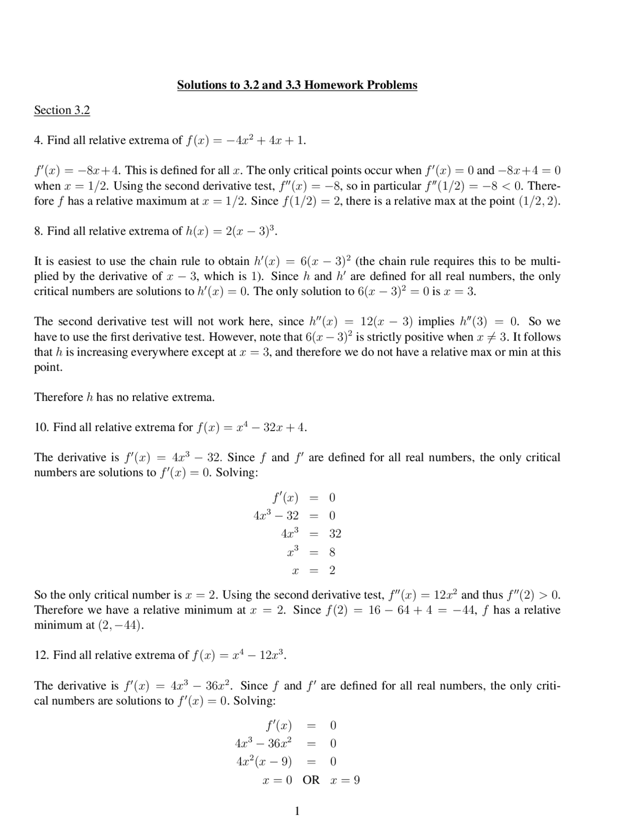 Solutions to Homework Problems - College Algebra | MATH 110 - Docsity