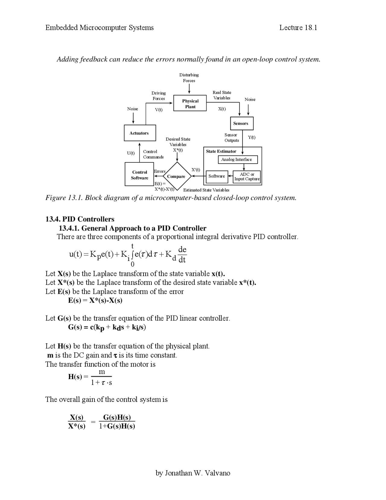PID Controller Design in Embedded Microcomputer Systems | Study notes ...