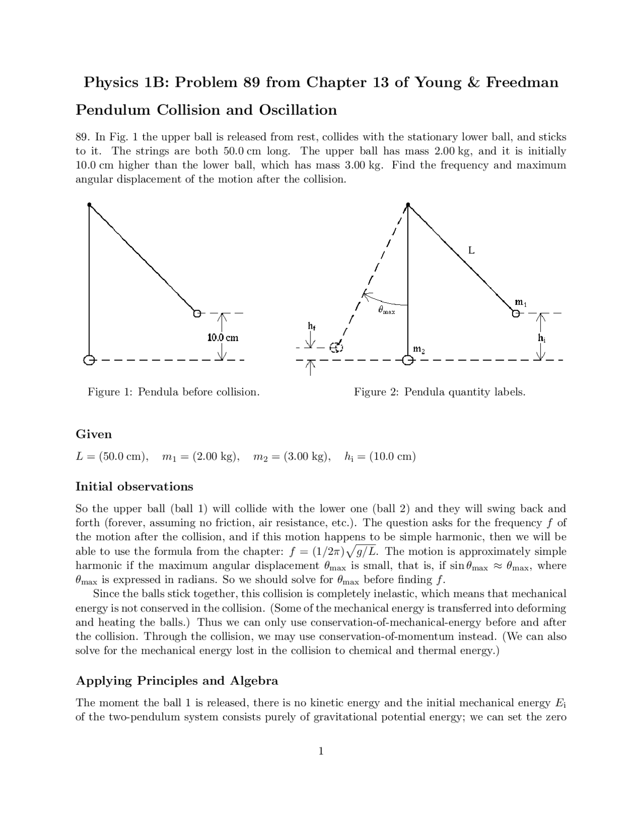 Pendulum Collides Final Problem Solved - Pendulum Collision and Oscillation | PHYSICS 1B ...
