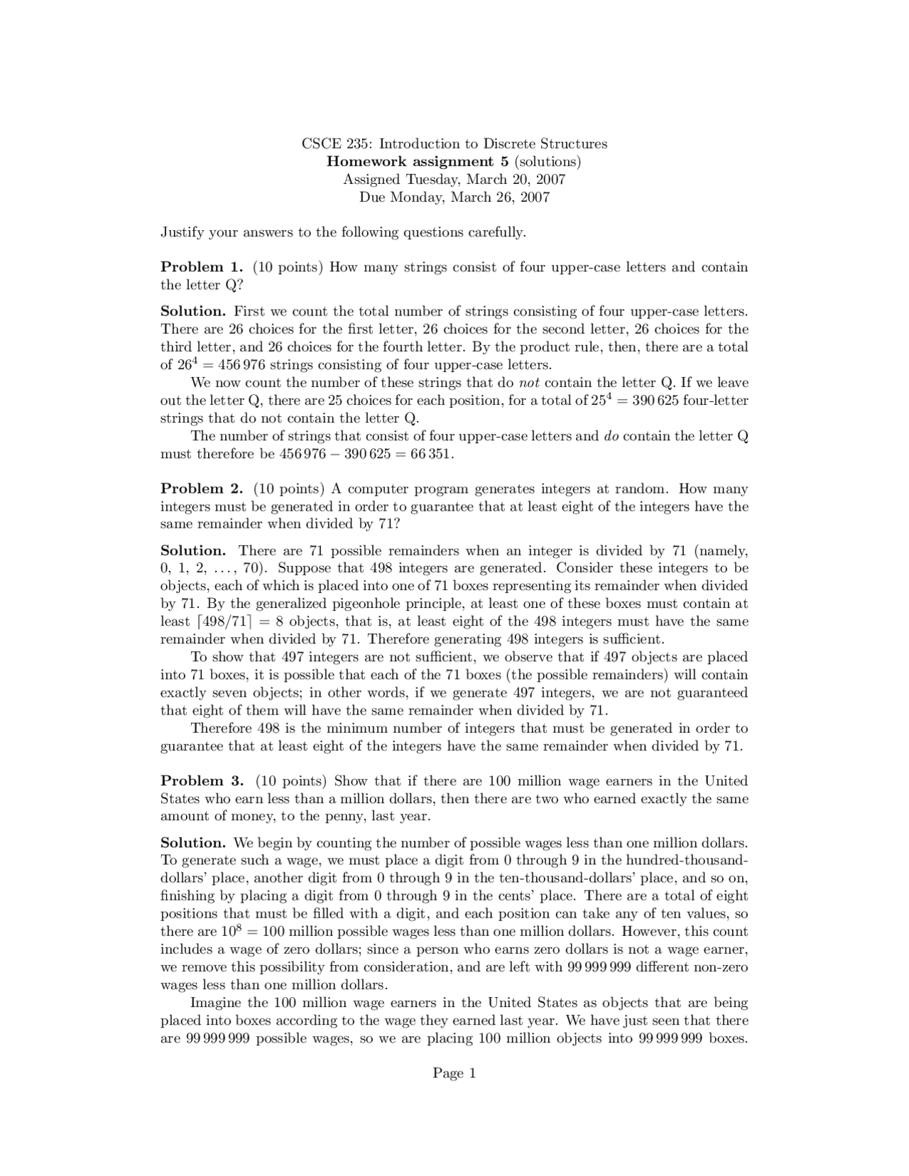 Assignment 5 Solutions - Introduction To Discrete Structures | CSCE 235 ...