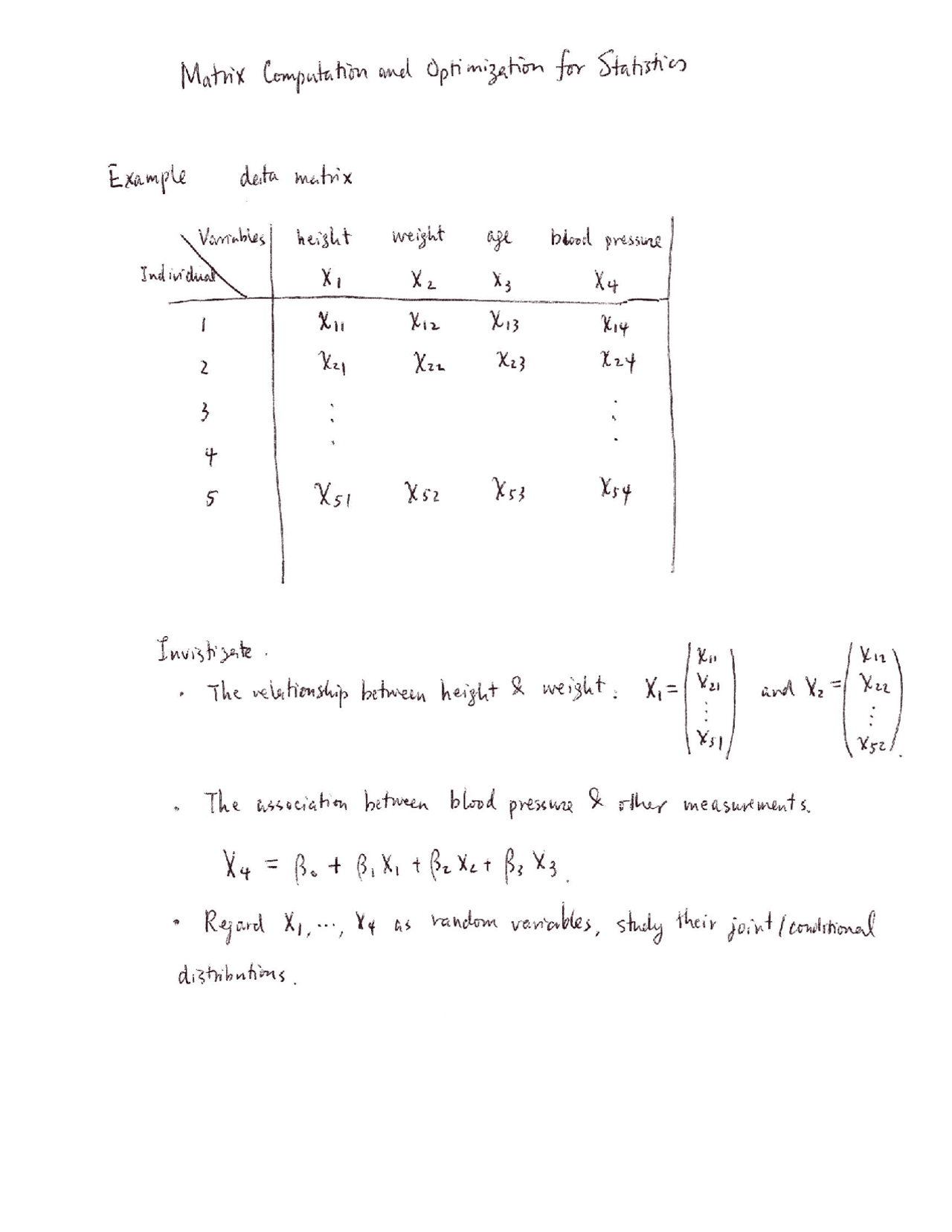 Matrix Computation and Optimization for Statistics - Handwritten Notes ...