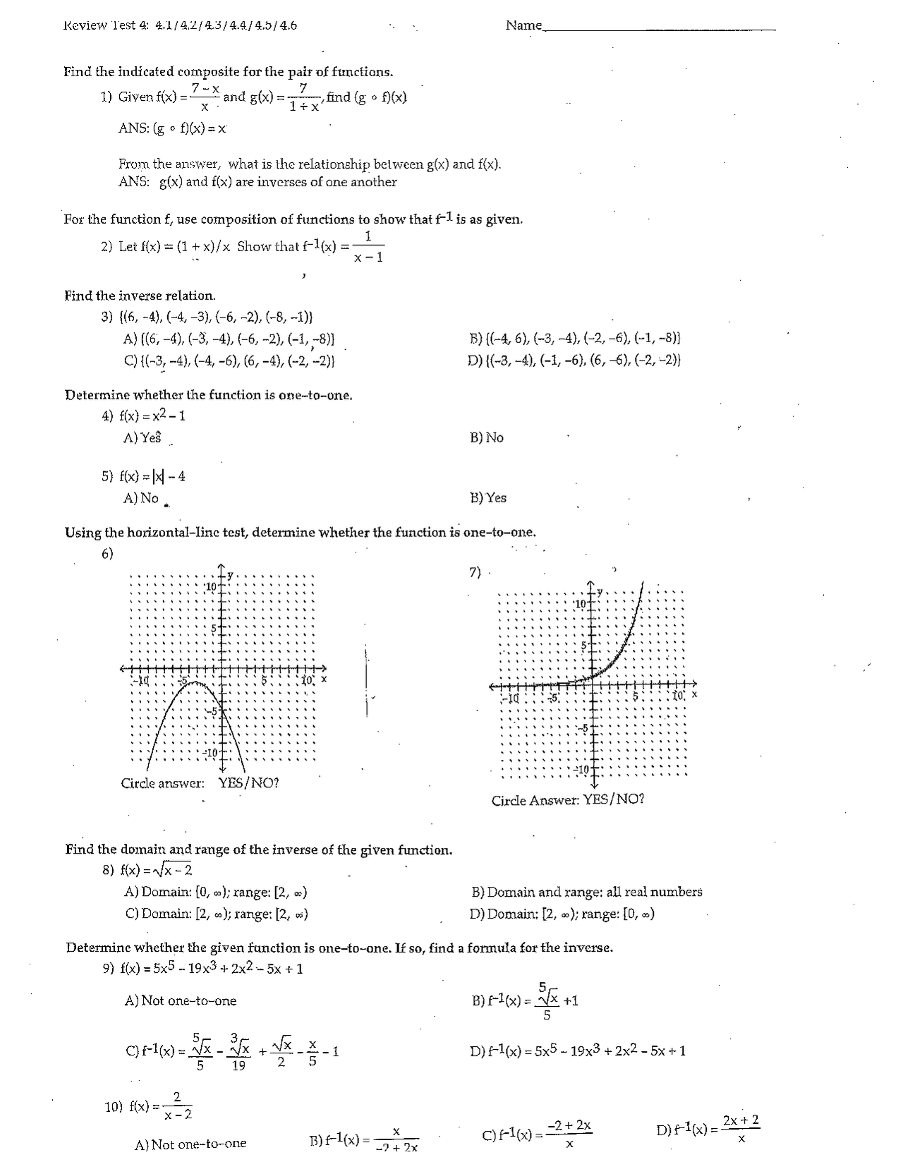 Introduction to the Basic Algebra with Examples - Review Sheet | MAC ...