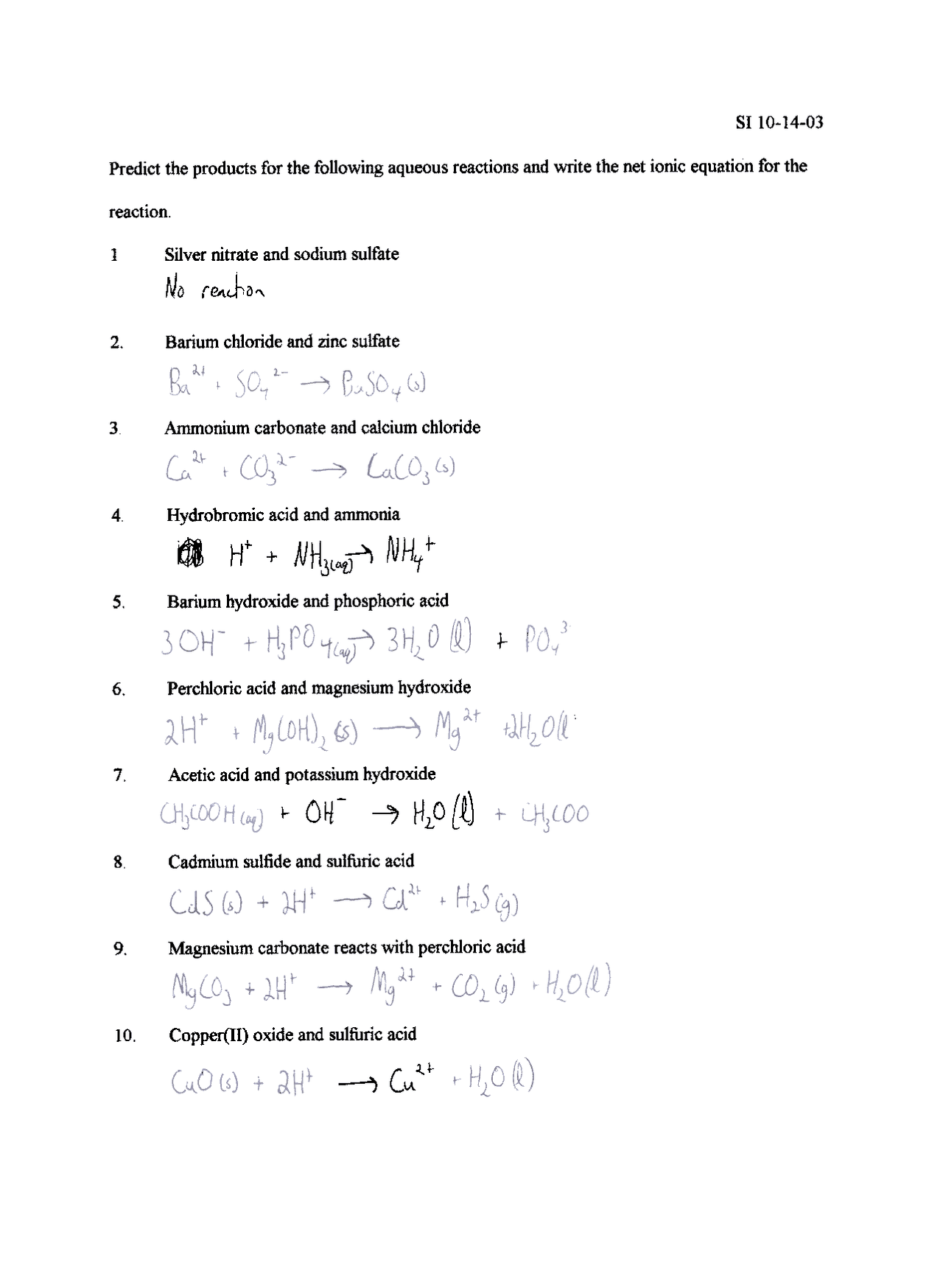 Questions with Solutions - Introduction to Chemistry I | CHE 1101 - Docsity
