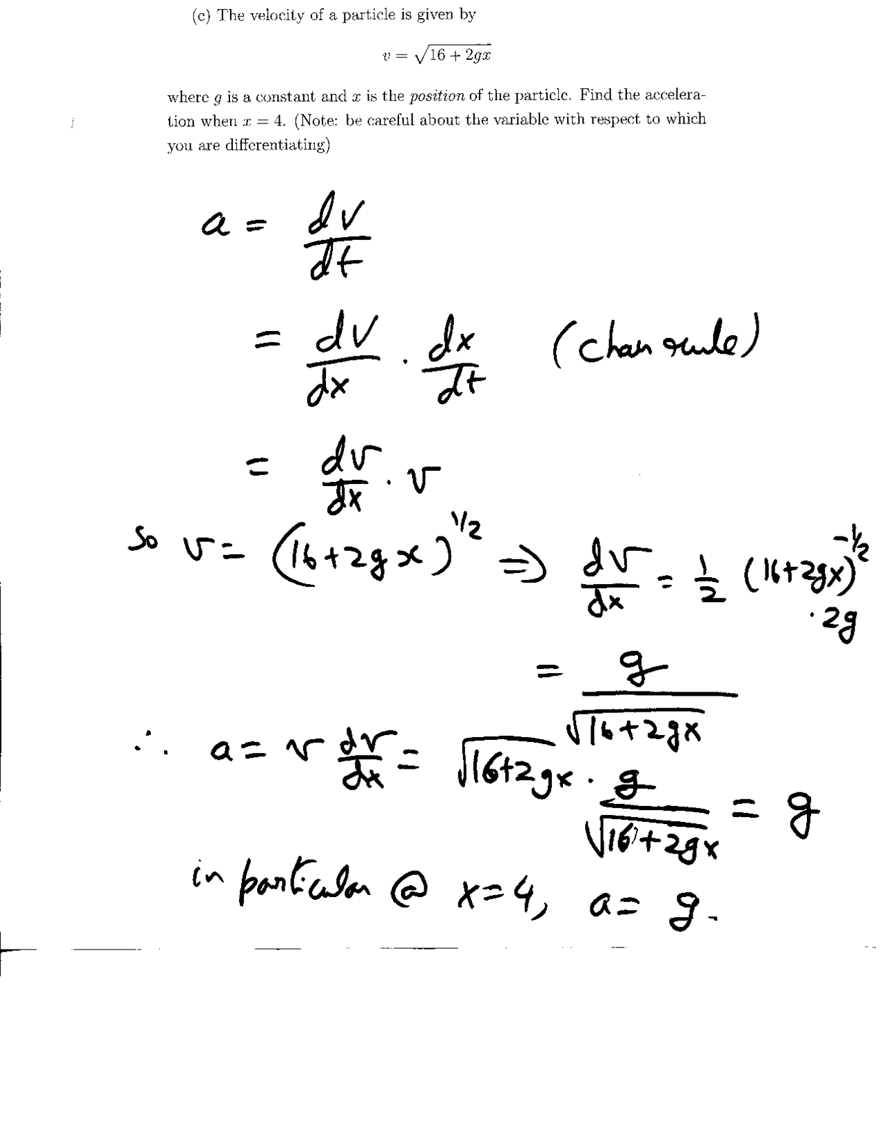 Solved Practice Question for Exam - Calculus I | MATH 125 - Docsity