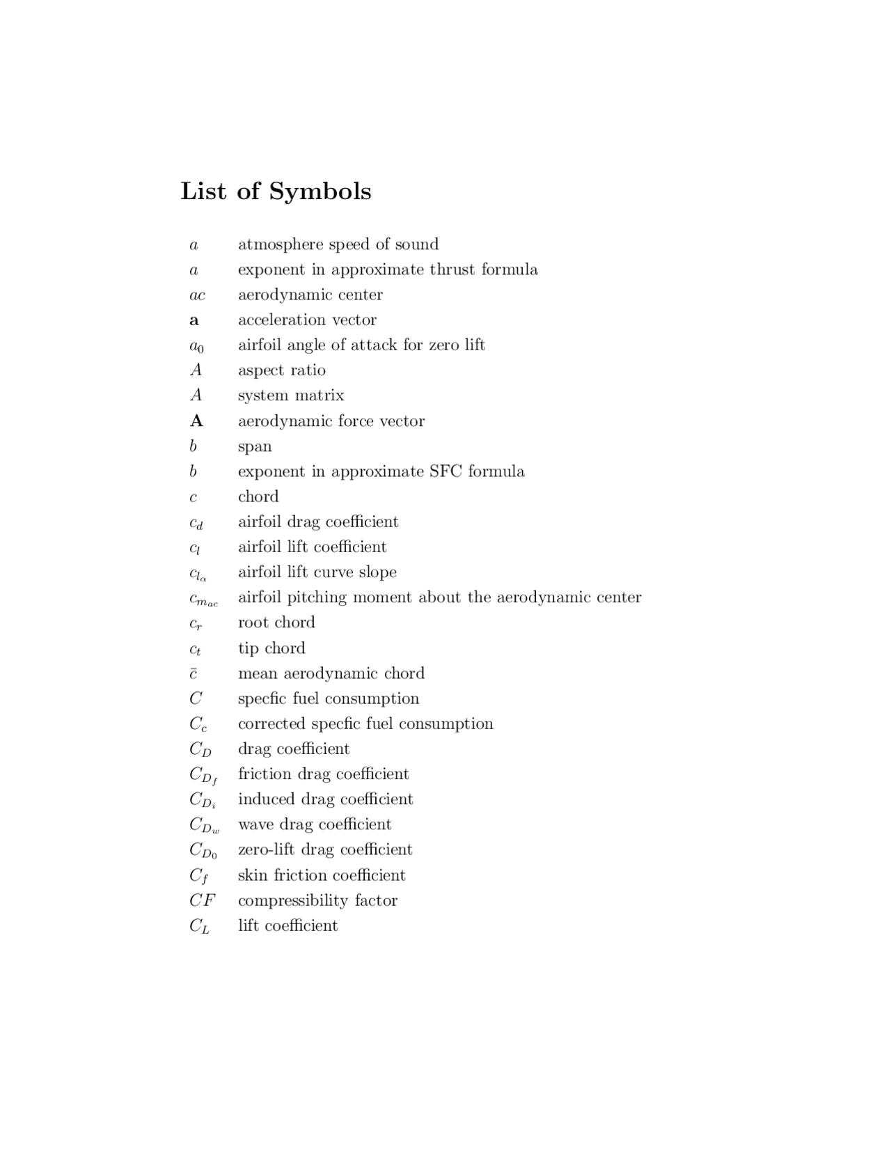 The List of Symbols - Class Notes | ASE 367K - Docsity