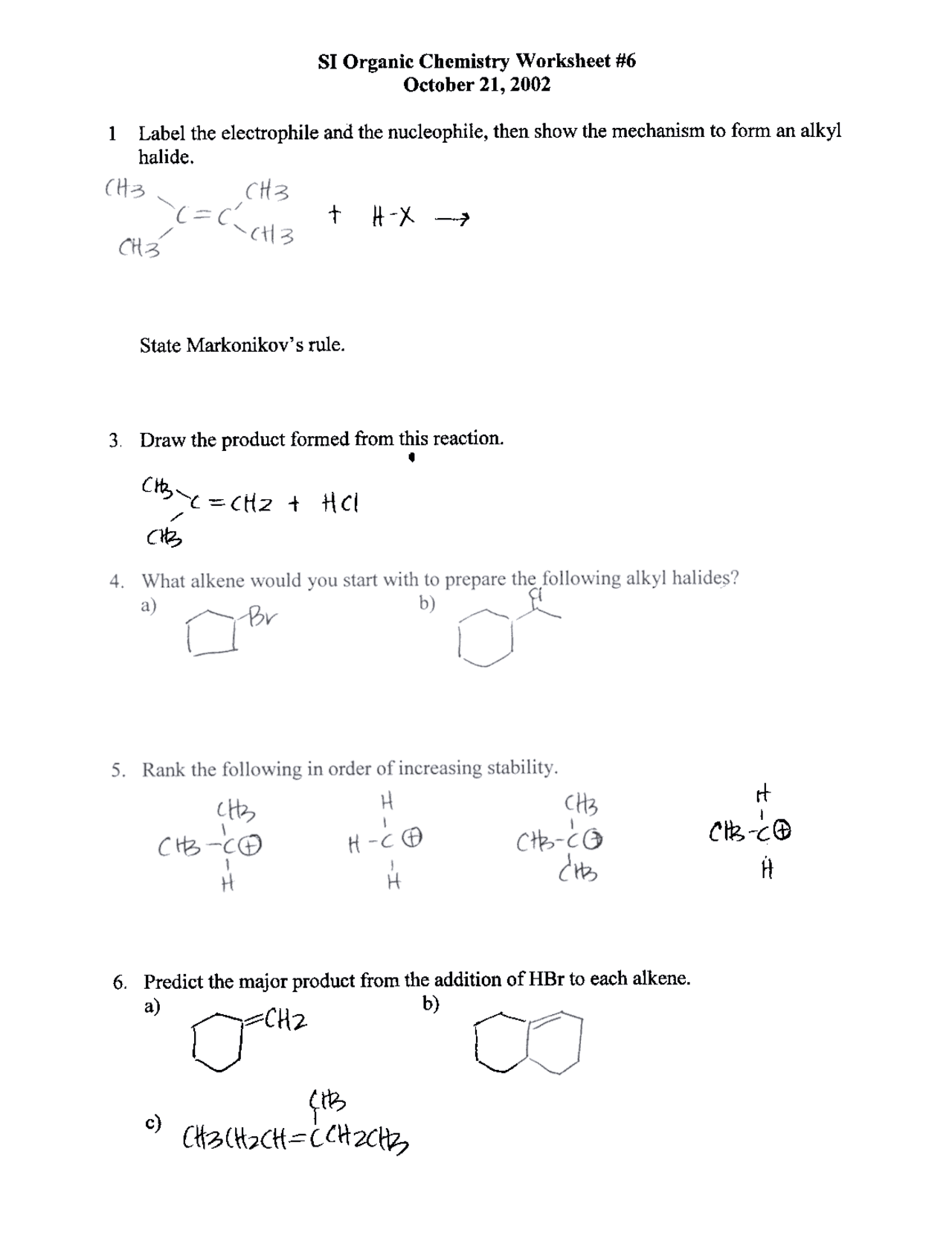 10 Solved Problems Exam 2 for Organic Chemistry I | CHE 2201 - Docsity