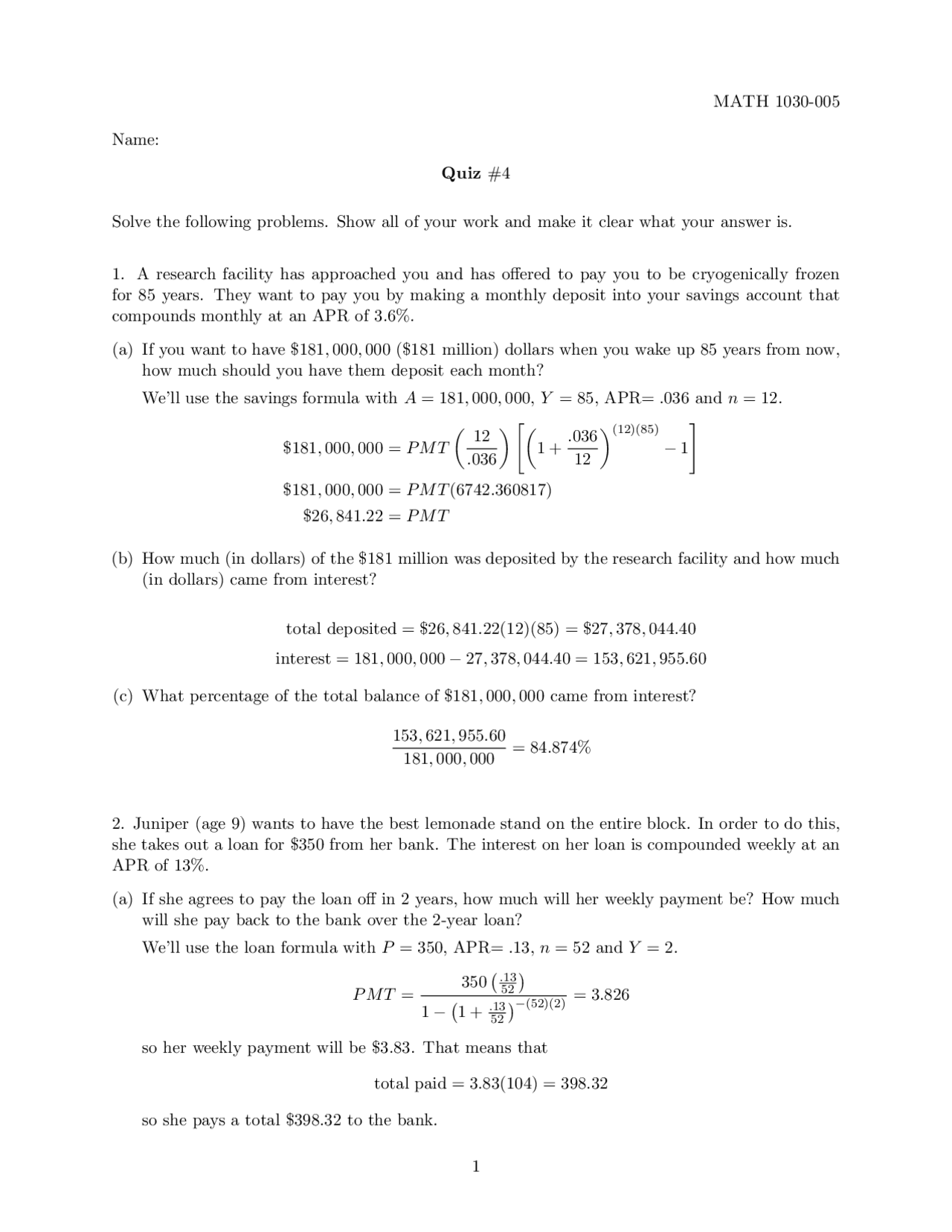 Quiz 4 with Solutions - Introduction to Quantitative Reasoning | MATH ...