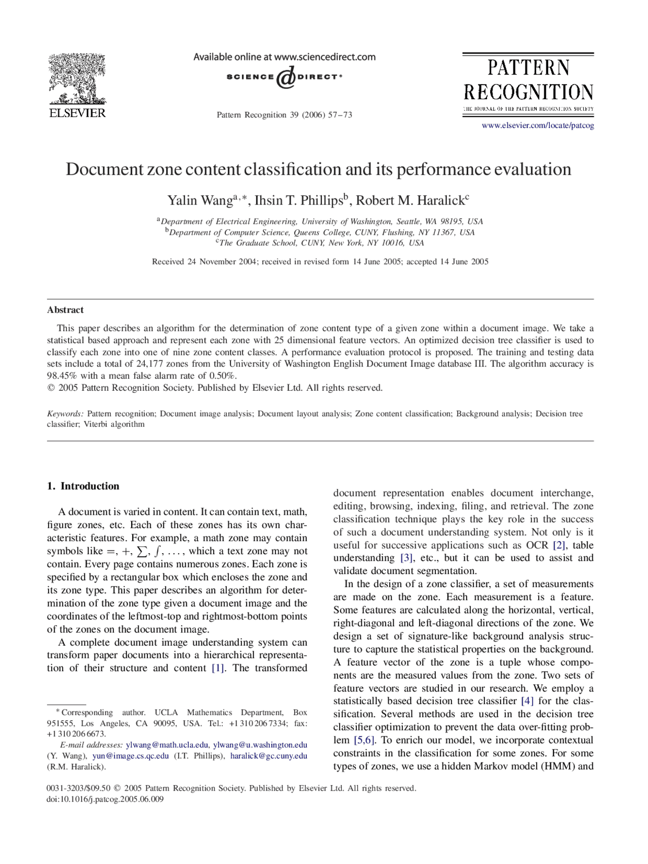Zone Content Classification in Document Images: Algorithm and ...