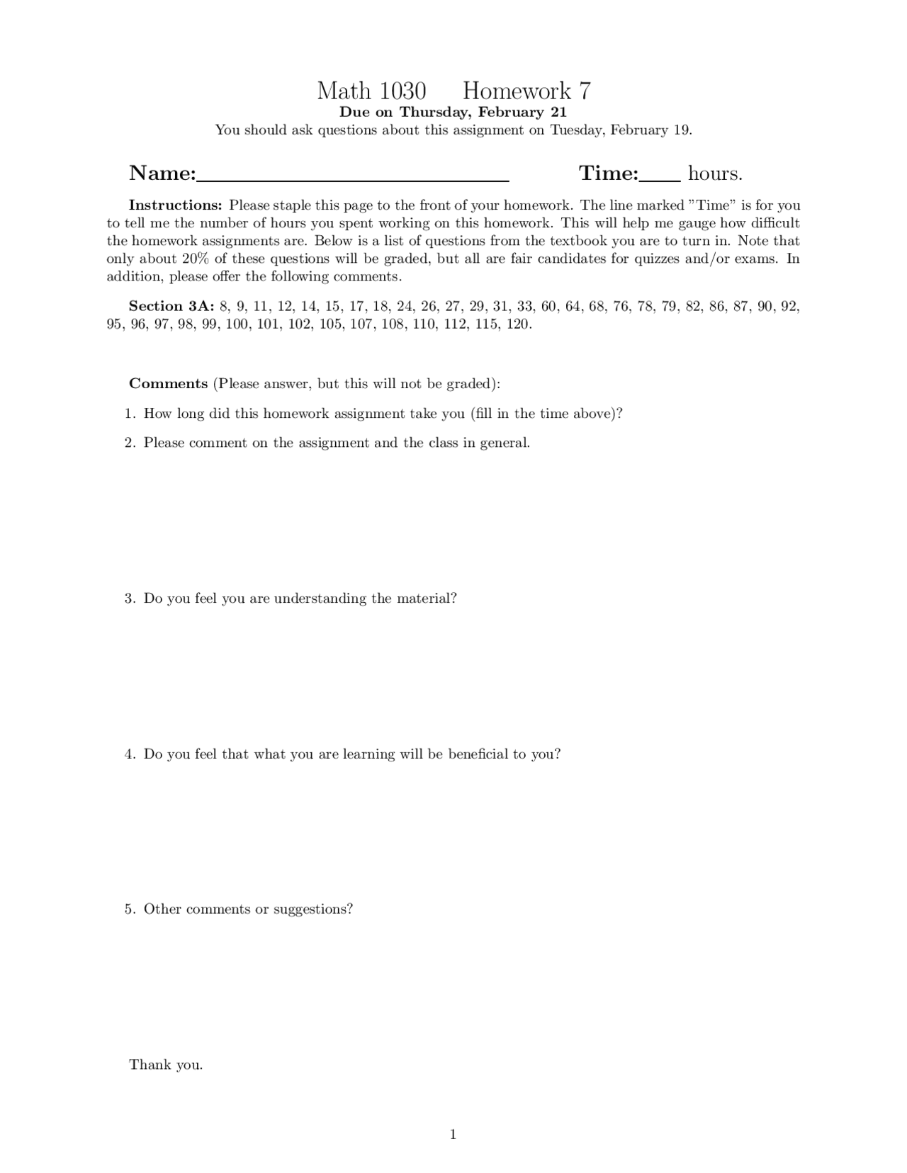 Homework 7 - Introduction to Quantitative Reasoning - Sample Problems ...