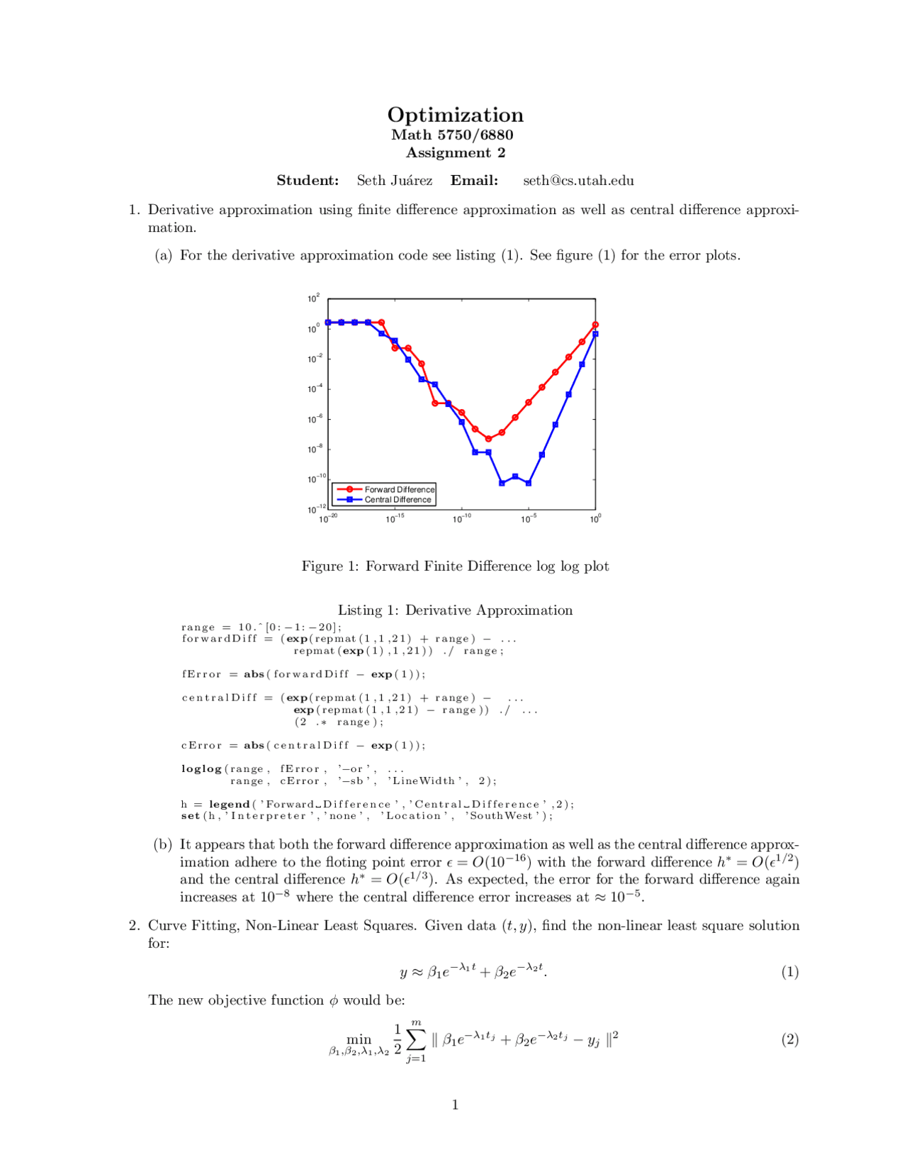 Assignment 2 Solutions | Optimization | MATH 5750 - Docsity