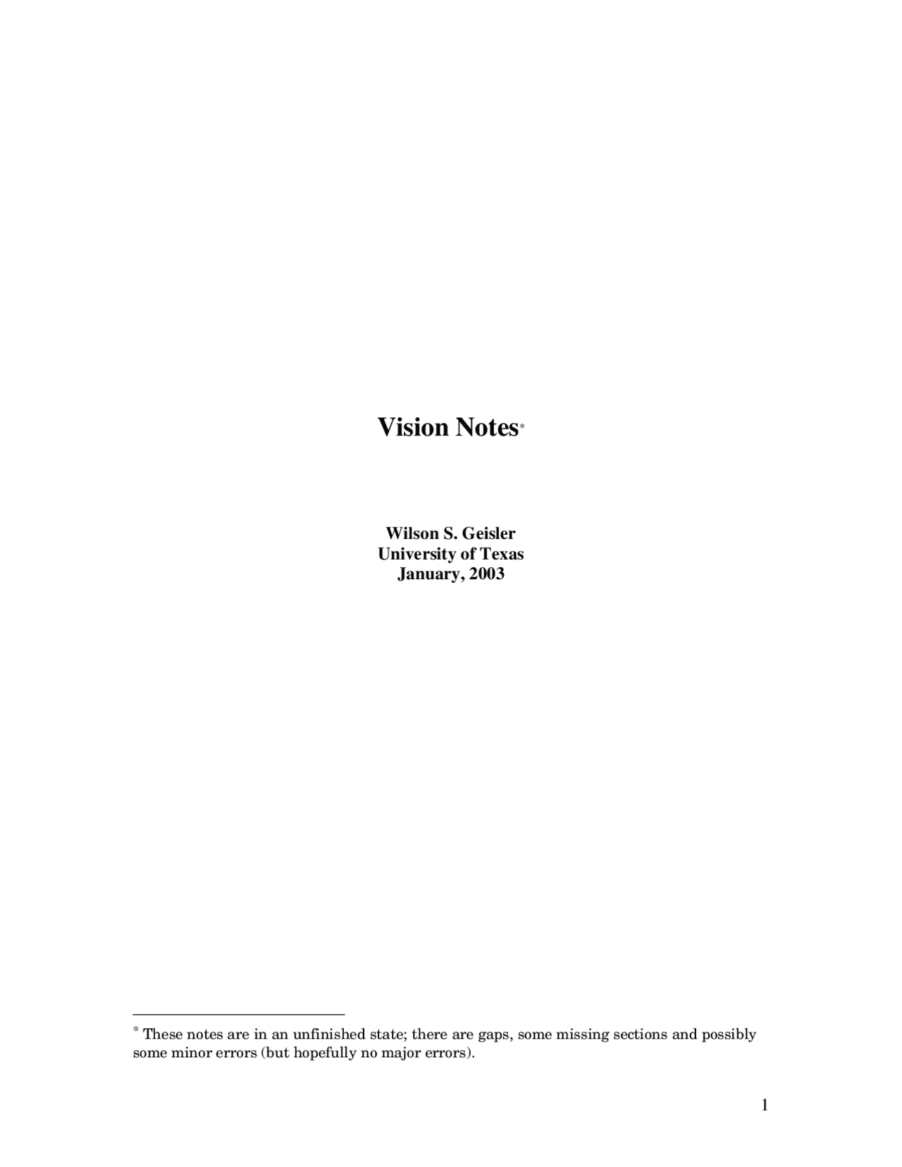 Lecture Notes on Vision and Visual Systems | PSY 380C | Study notes ...