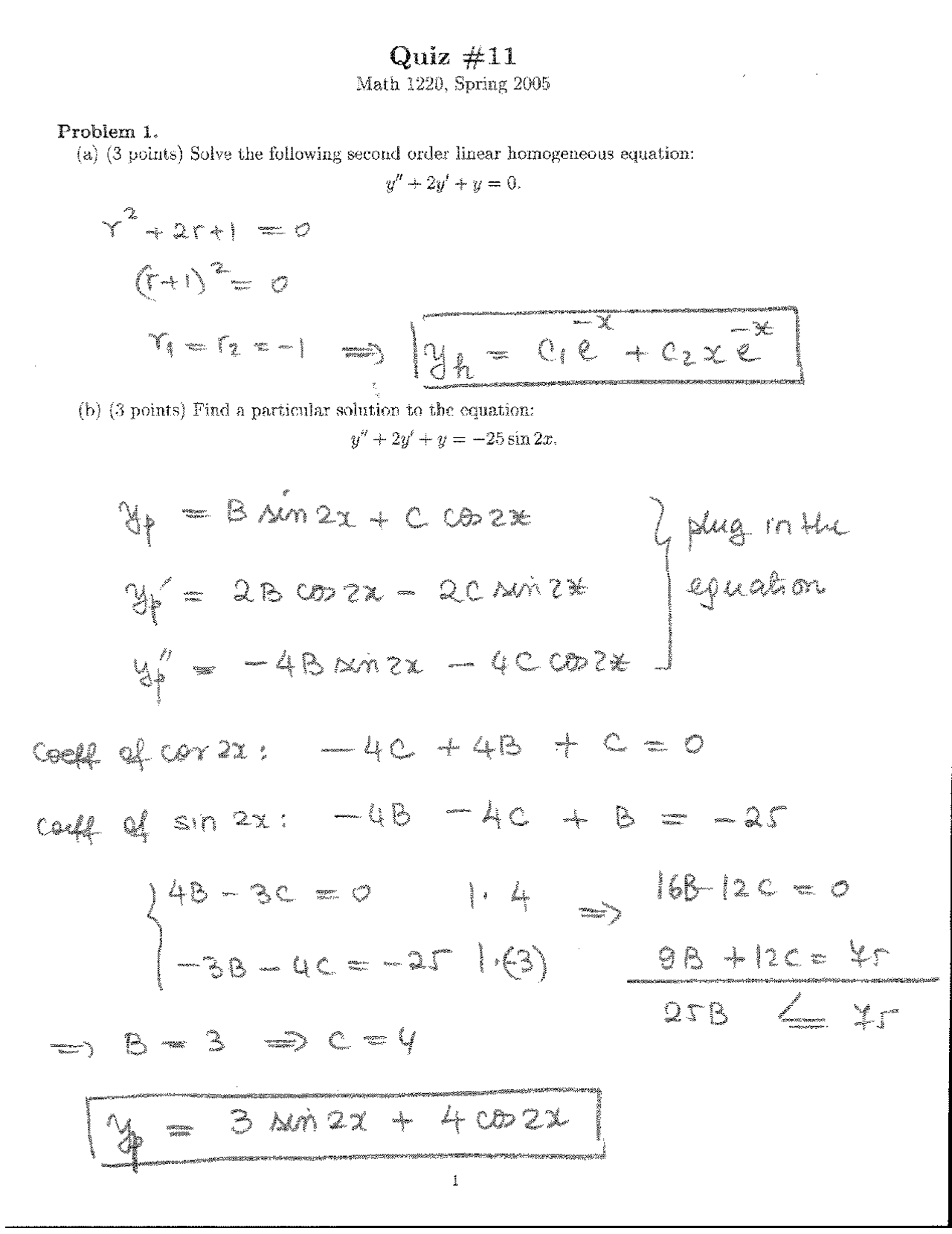 Practice Quiz 11 with Resolution - Calculus II | MATH 1220 - Docsity