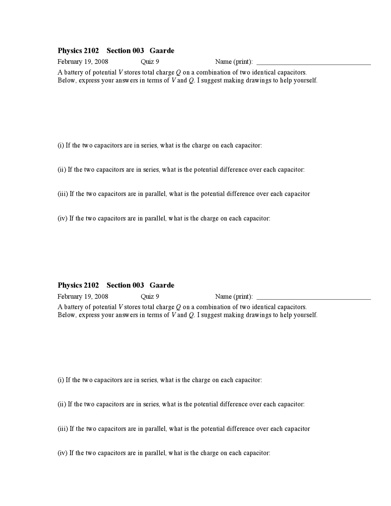 General Physics for Technical Students - Quiz 9 | PHYS 2102 - Docsity