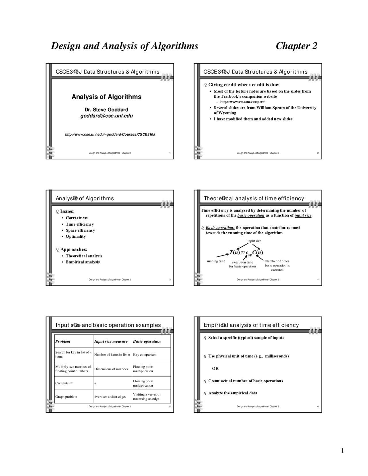 Analysis of Algorithms - Lecture Slides | CSCE 310 - Docsity
