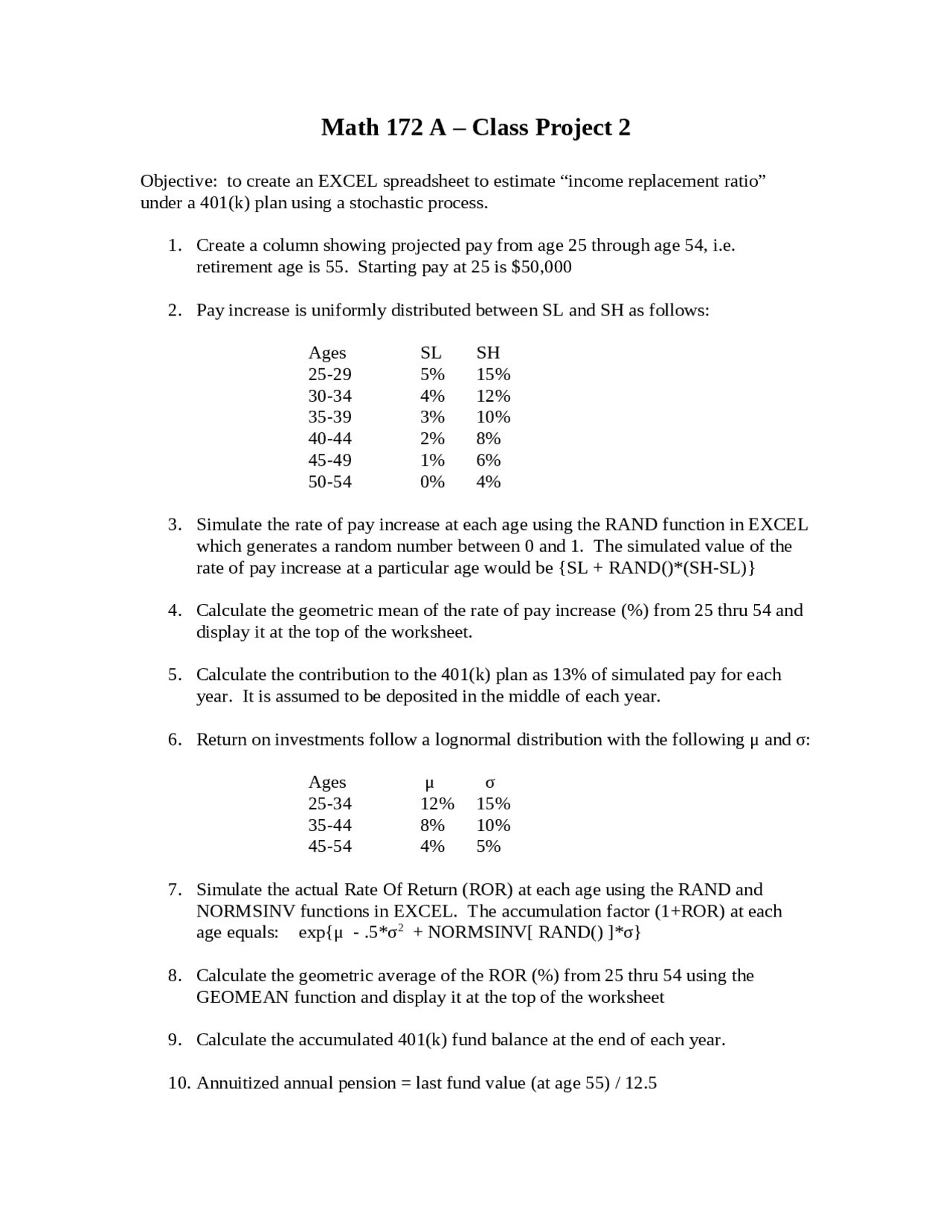 Project Financial Future Math 1324 Introduction to Financial Mathematics - Project 2 | MATH 172A - Docsity