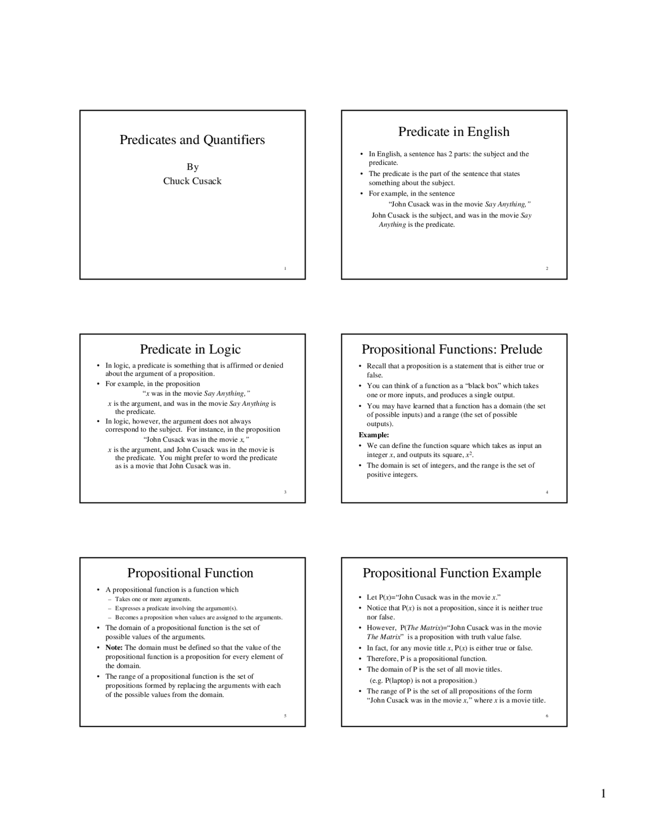Predicates and Quantifiers - Lecture Slides | CSCE 310 - Docsity