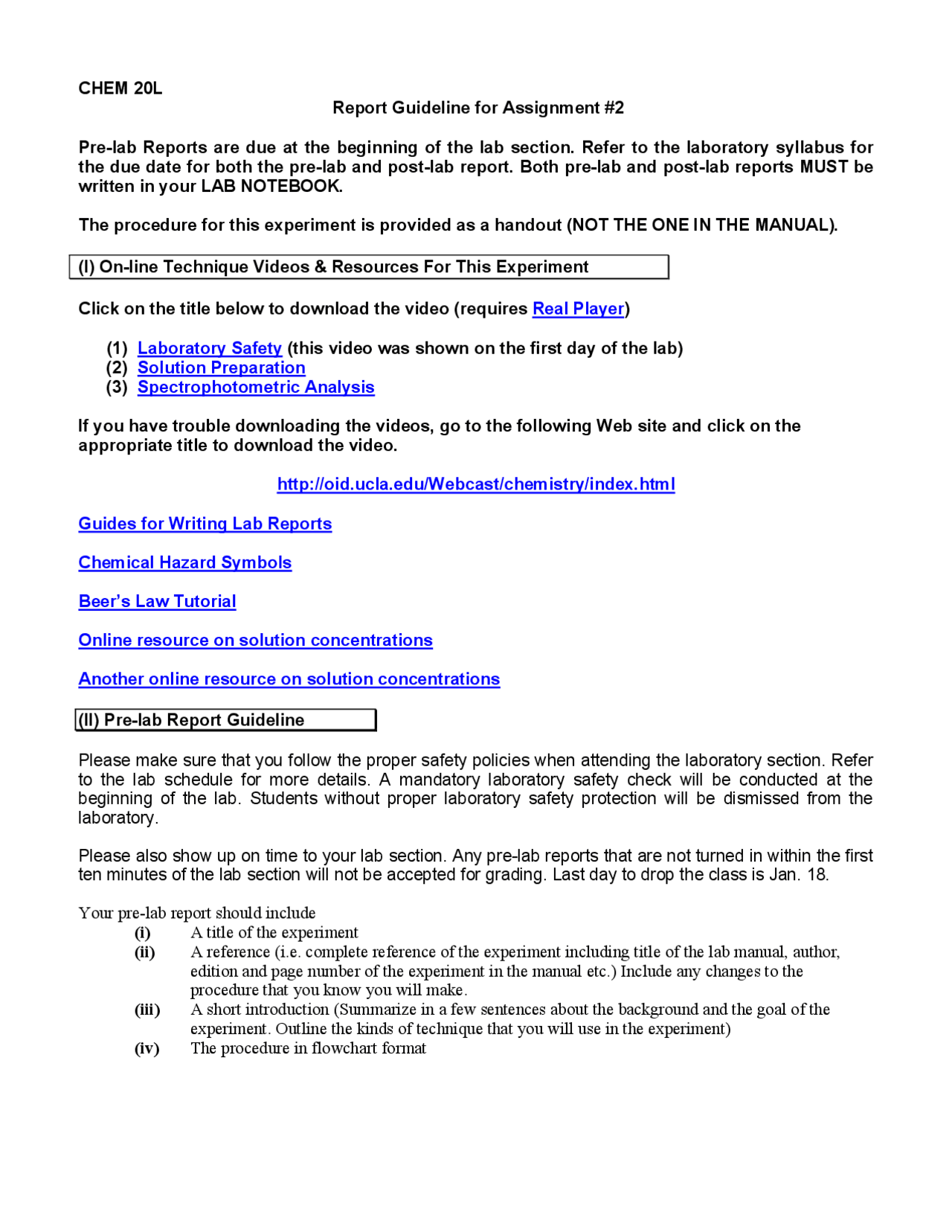 Report Guideline for Assignment - General Chemistry Laboratory | CHEM ...