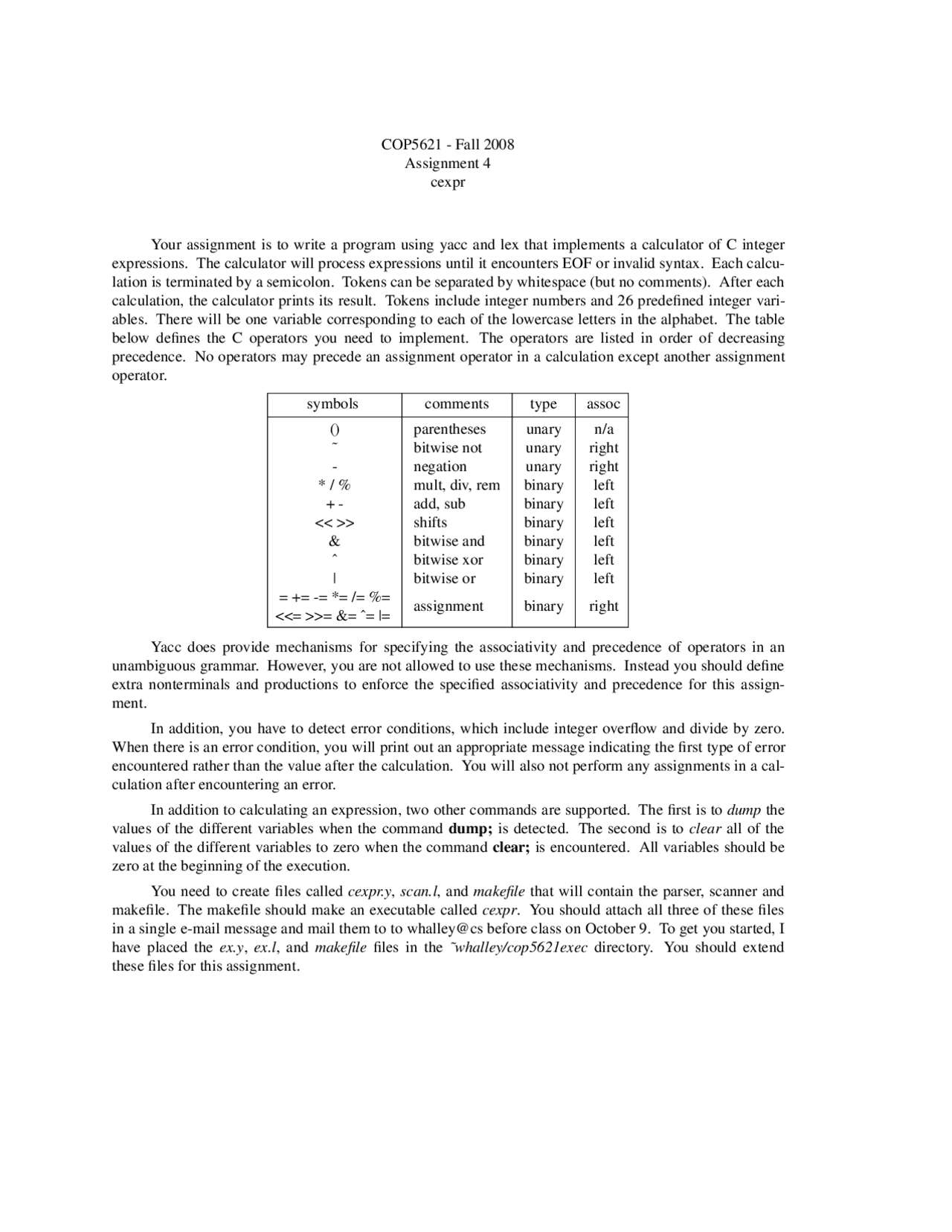 Assignment 4 Cexpr Compiler Construction Cop 5621 Docsity