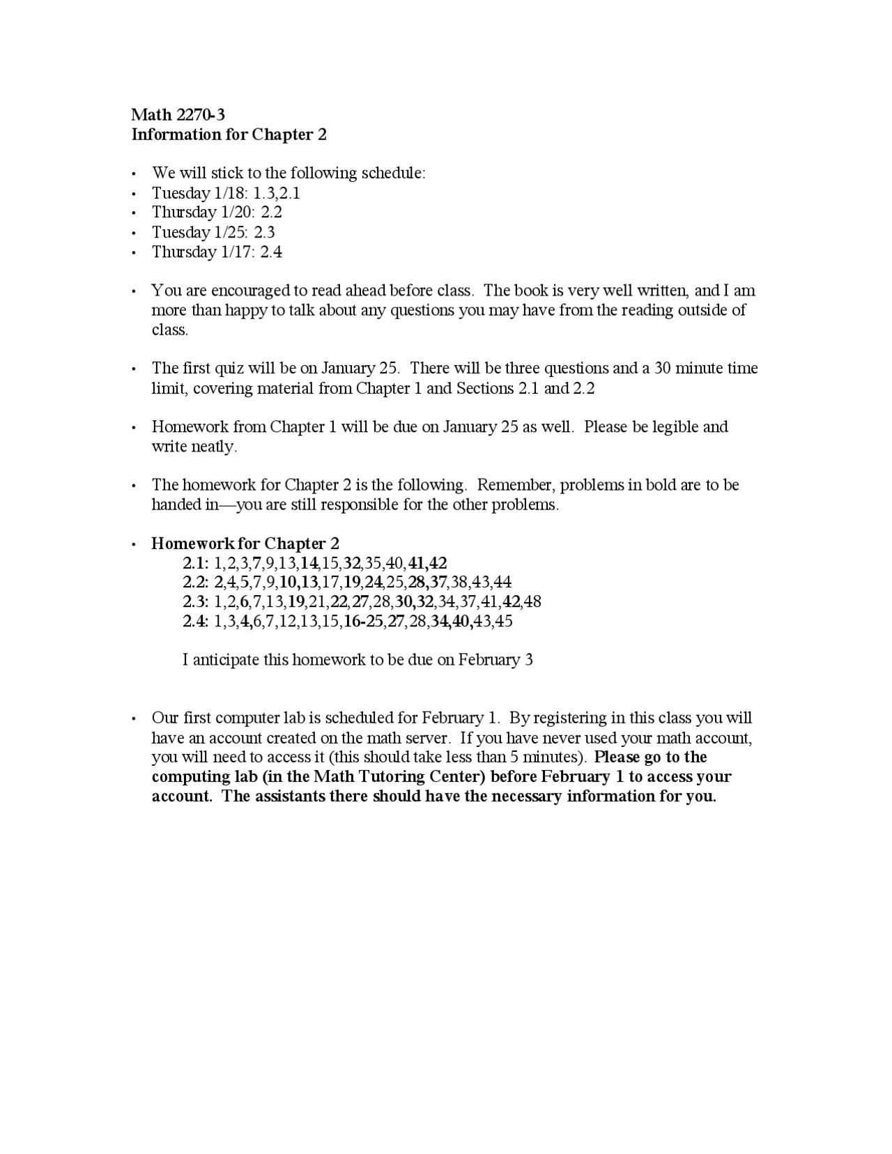Information for Chapter 2 Linear Algebra Quiz MATH 2270 Docsity