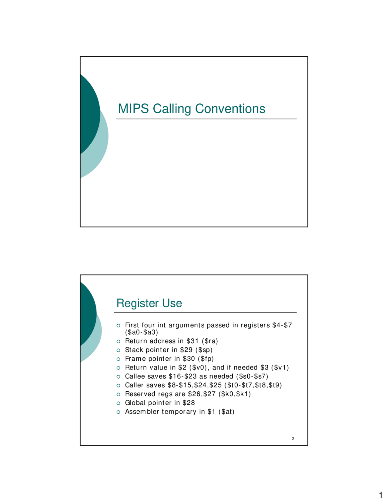 Mips Calling Conventions - Computer Architecture - Exam | CS 472 ...