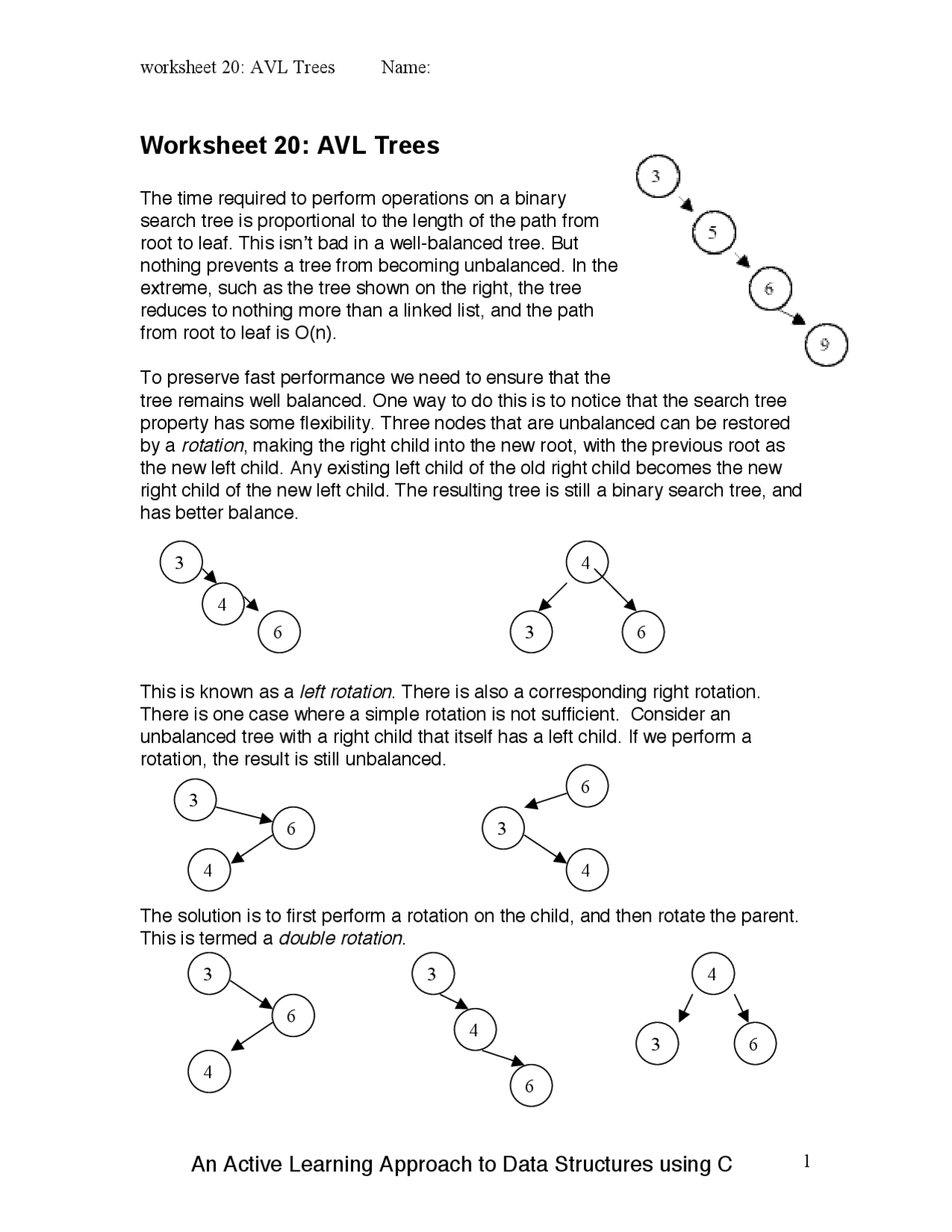 Avl Tree Worksheet.pdf Worksheet 20 AVL Trees - Data Structures | CS 261 - Docsity