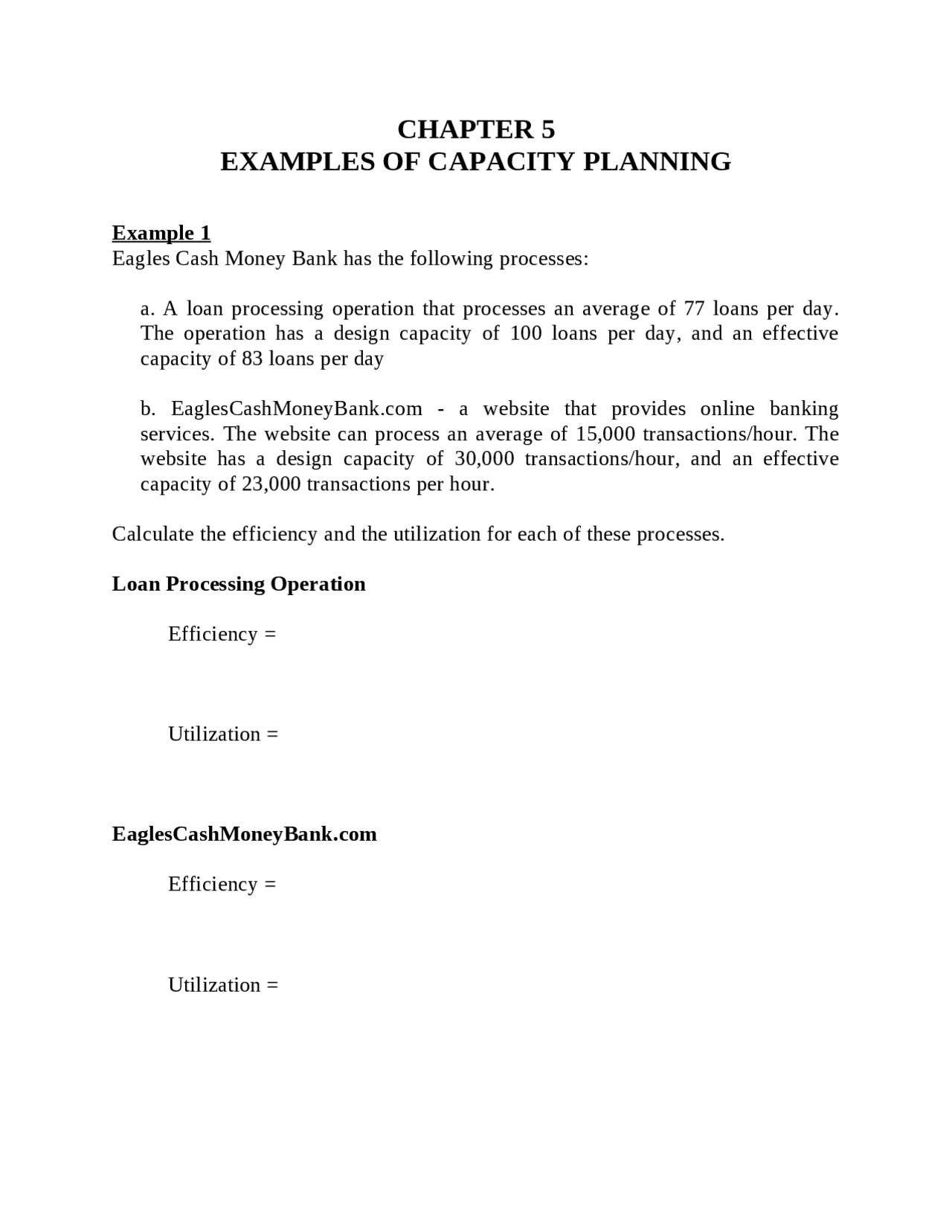 Examples of Capacity Planning - Operations Management | MD 021 | Study ...