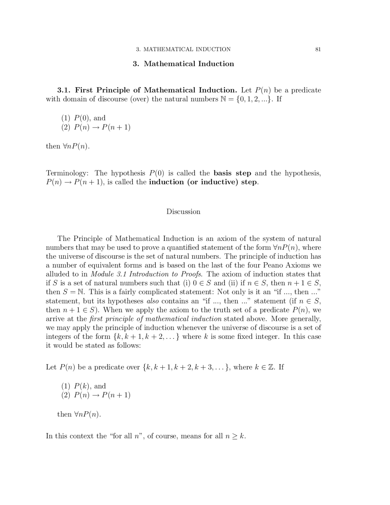 Lecture Notes on Mathematical Induction - Discrete Mathematics I | MAD ...