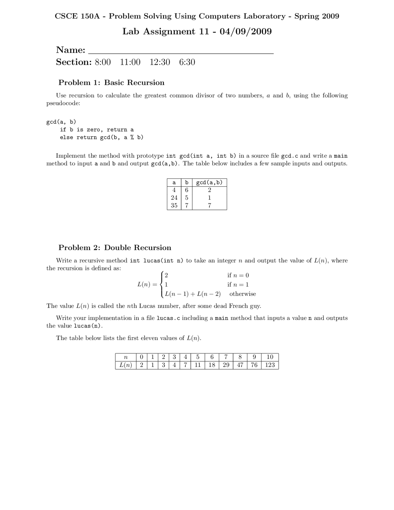 Lab Assignment 11 - Problem Solving Using Computers Laboratory | CSCE ...