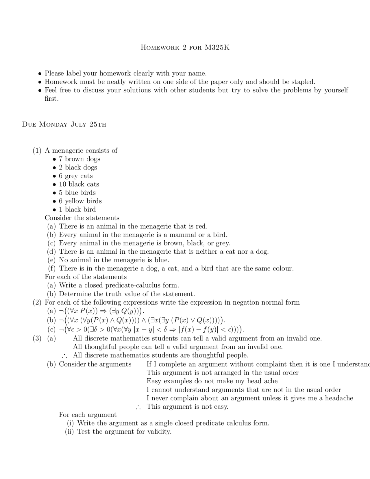 Homework 3 Questions - Discrete Mathematics | M 325K - Docsity