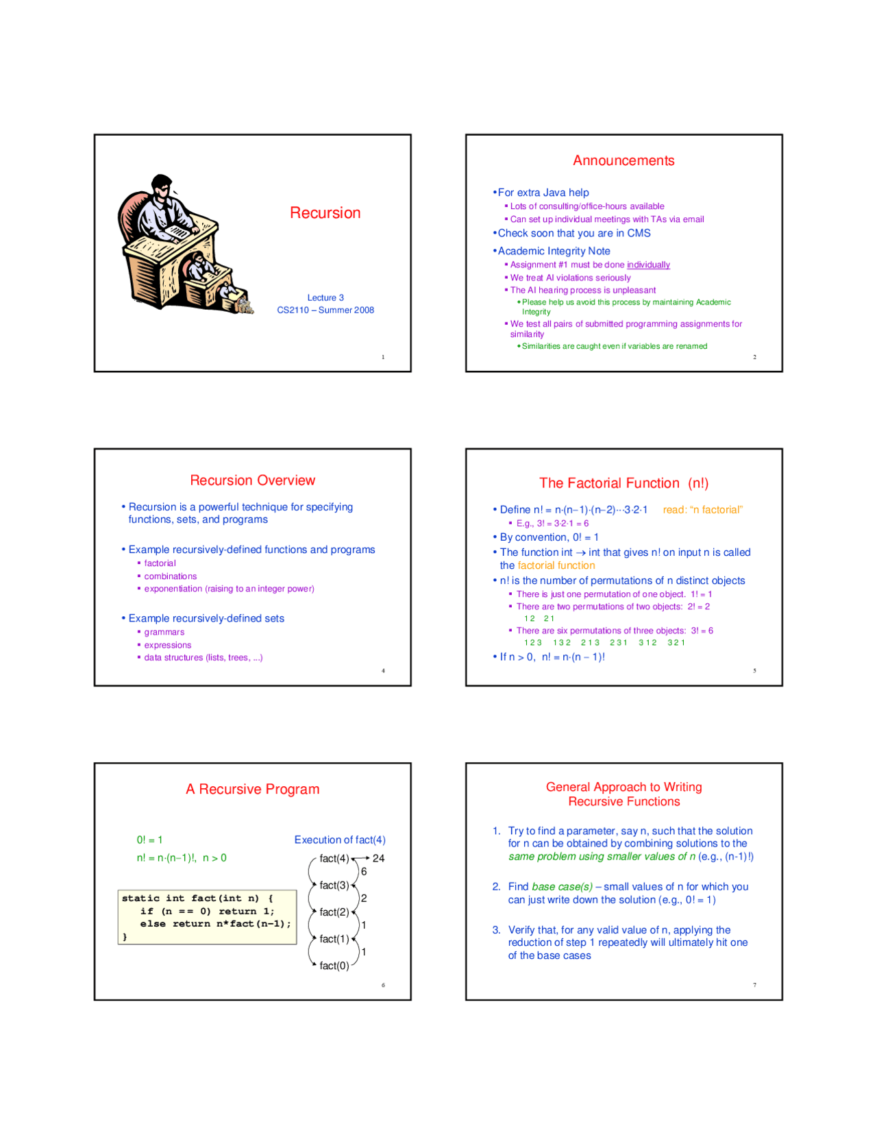 Slides on Recursion - Object-Oriented Programming and Data Structures ...
